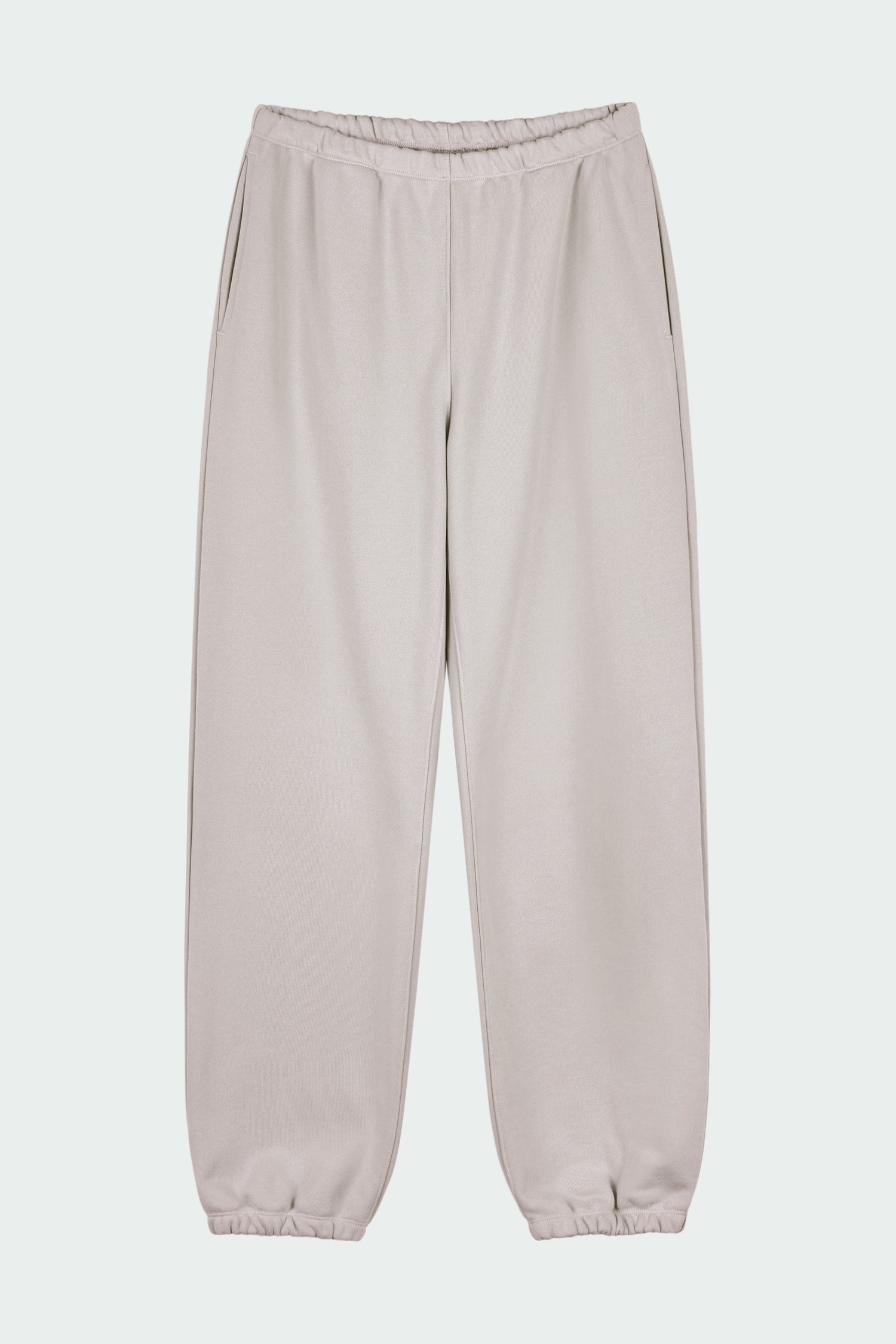 Willow Sweatpants in peace gray, soft French terry cotton with drawstring waistband, side pockets, and elastic cuffs, regular fit, part of a set