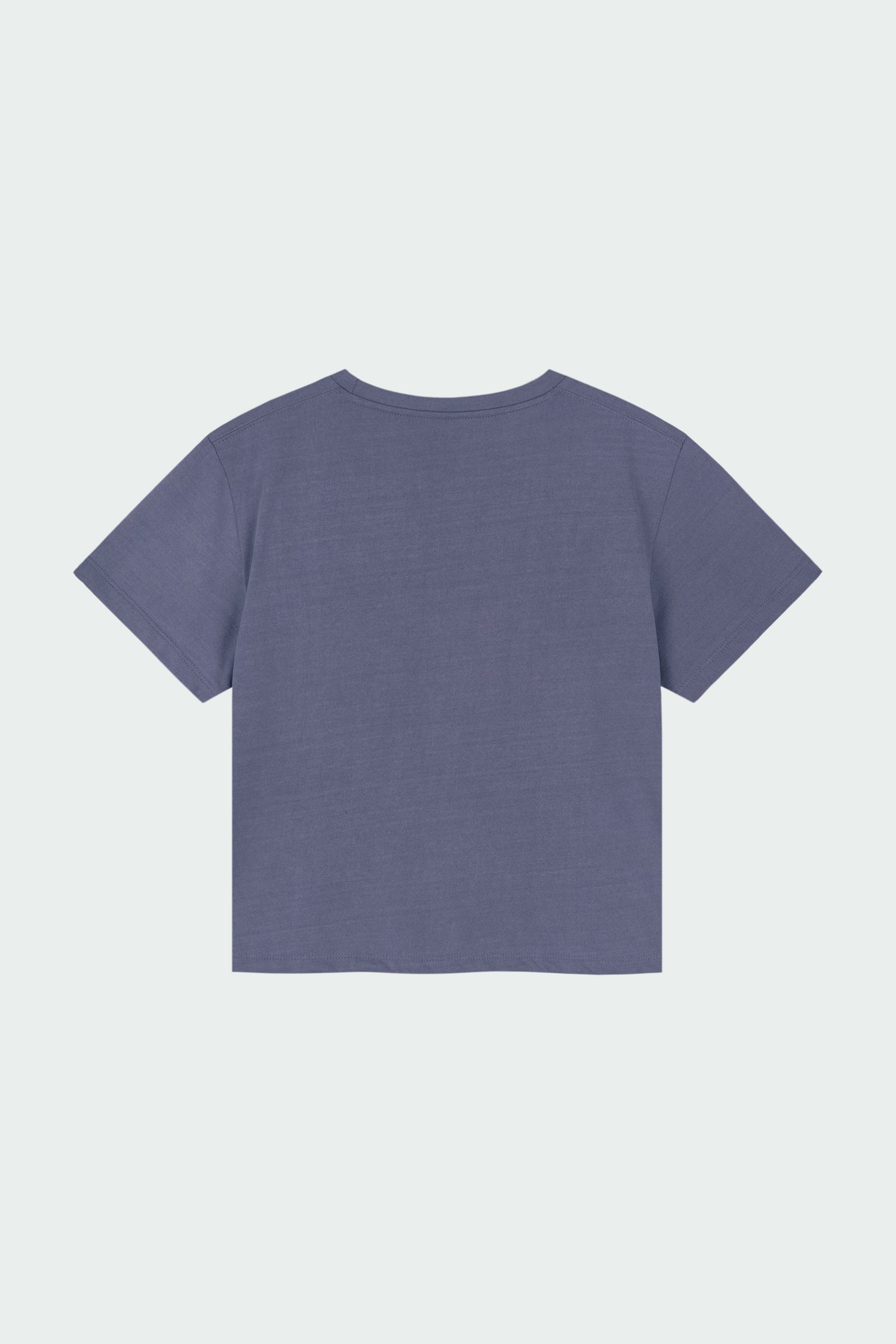 Ivy T-shirt in purple, cropped short-sleeve tee in a lightweight cotton-poly blend with crew neck, regular fit, and clean silhouette.