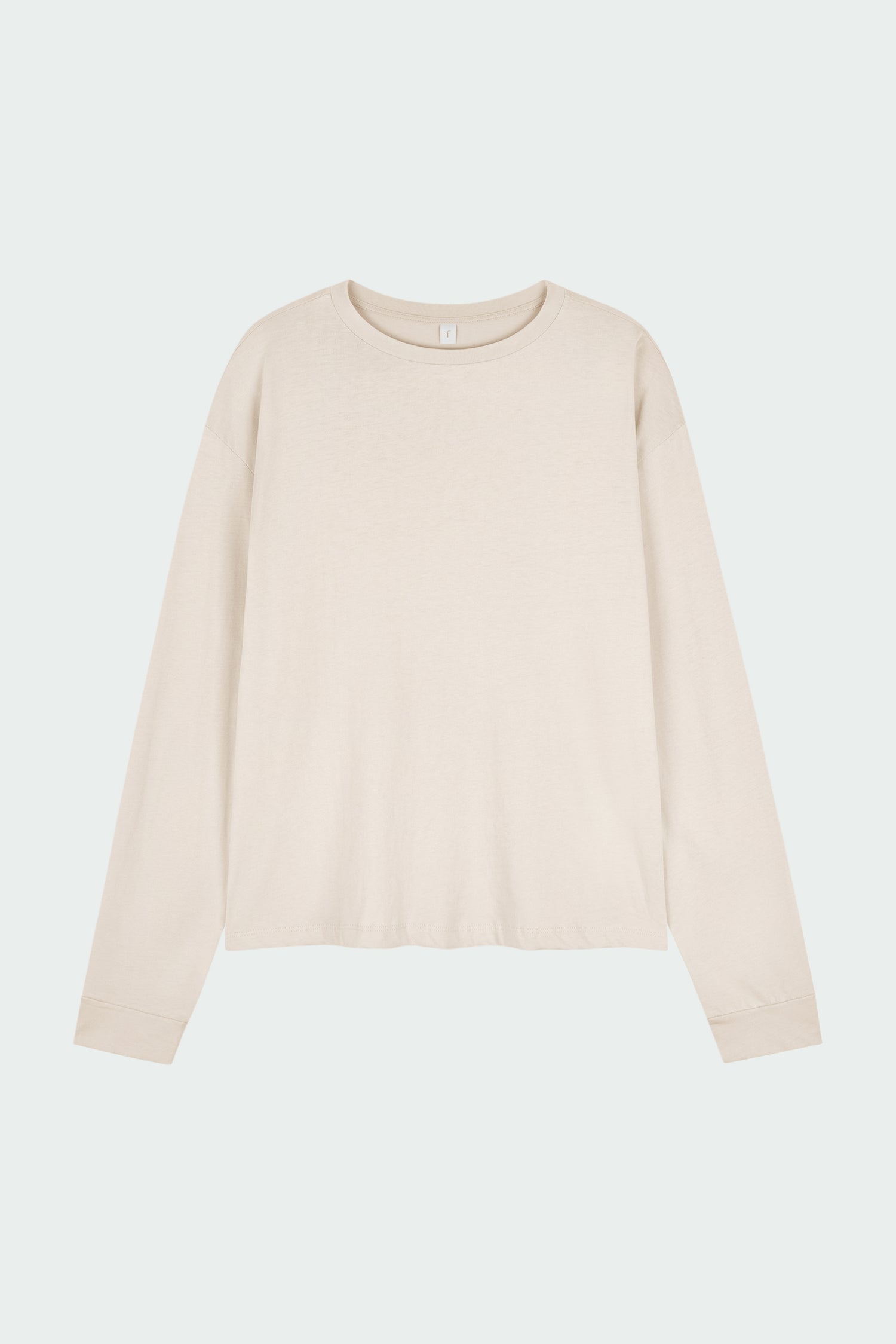 Lara Long-Sleeved T-Shirt in natural, a lightweight cotton crew-neck tee with long sleeves and relaxed fit, ideal for everyday wear and seasonal layering