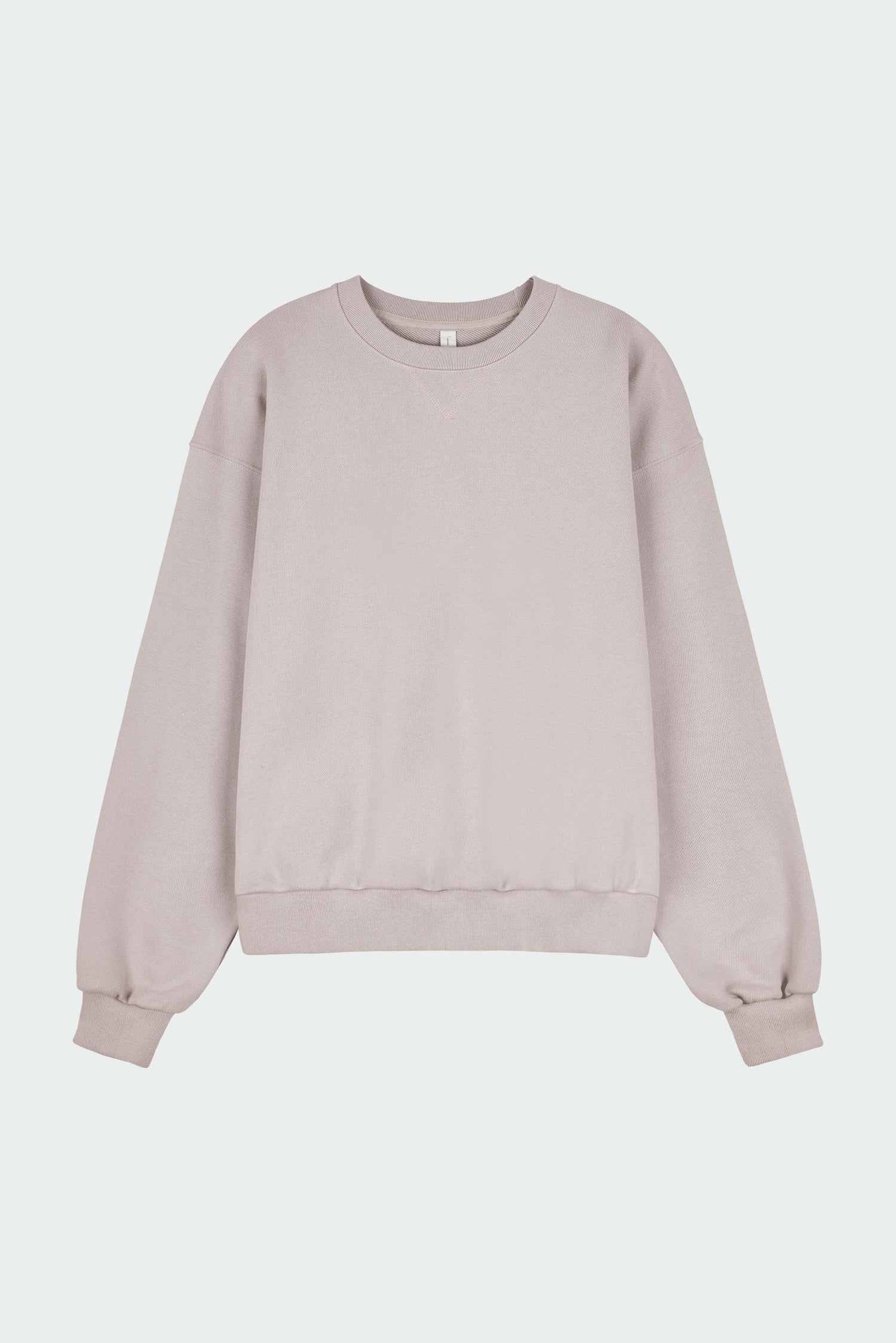 Willow Sweatshirt in peace gray, a soft cotton French terry pullover with a crew neck, V-stitch detail, ribbed trims, and a relaxed fit, designed for everyday comfort