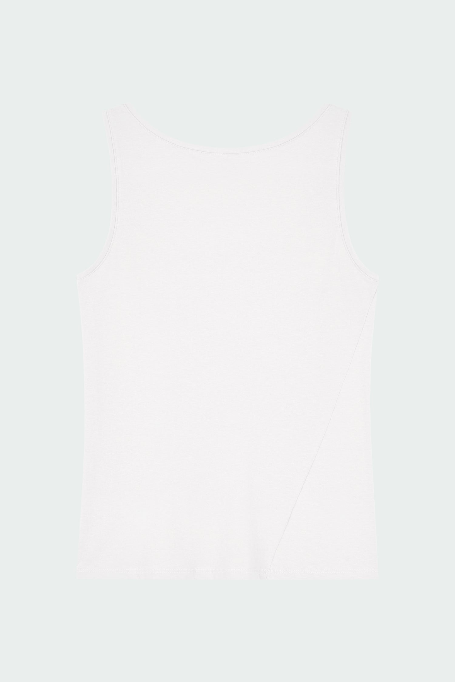 Zoe Tank Top in white, slim-fit stretch cotton tank with scooped neckline and diagonal seam detail for a sleek and minimal silhouette.