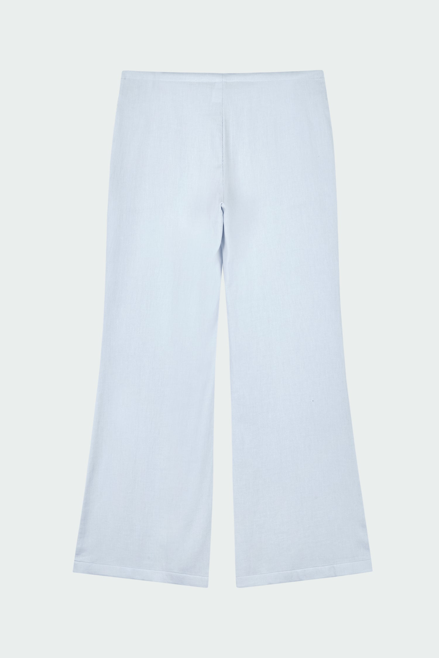 Chloe Pants in sky, lightweight cotton pants with a drawstring waist, side pockets, and a flared bottom, relaxed fit for effortless everyday wear