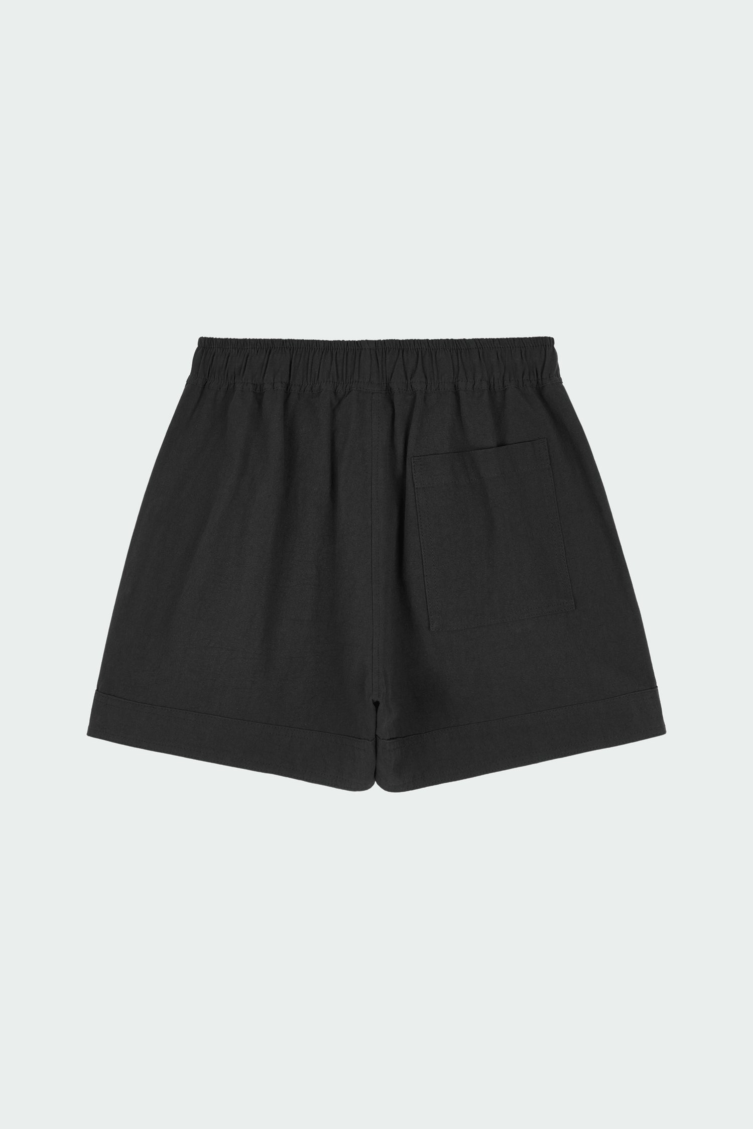 River Shorts in charcoal, lightweight cotton pull-on shorts with an elastic waistband, inner drawstring, side and back pockets, regular fit for everyday comfort