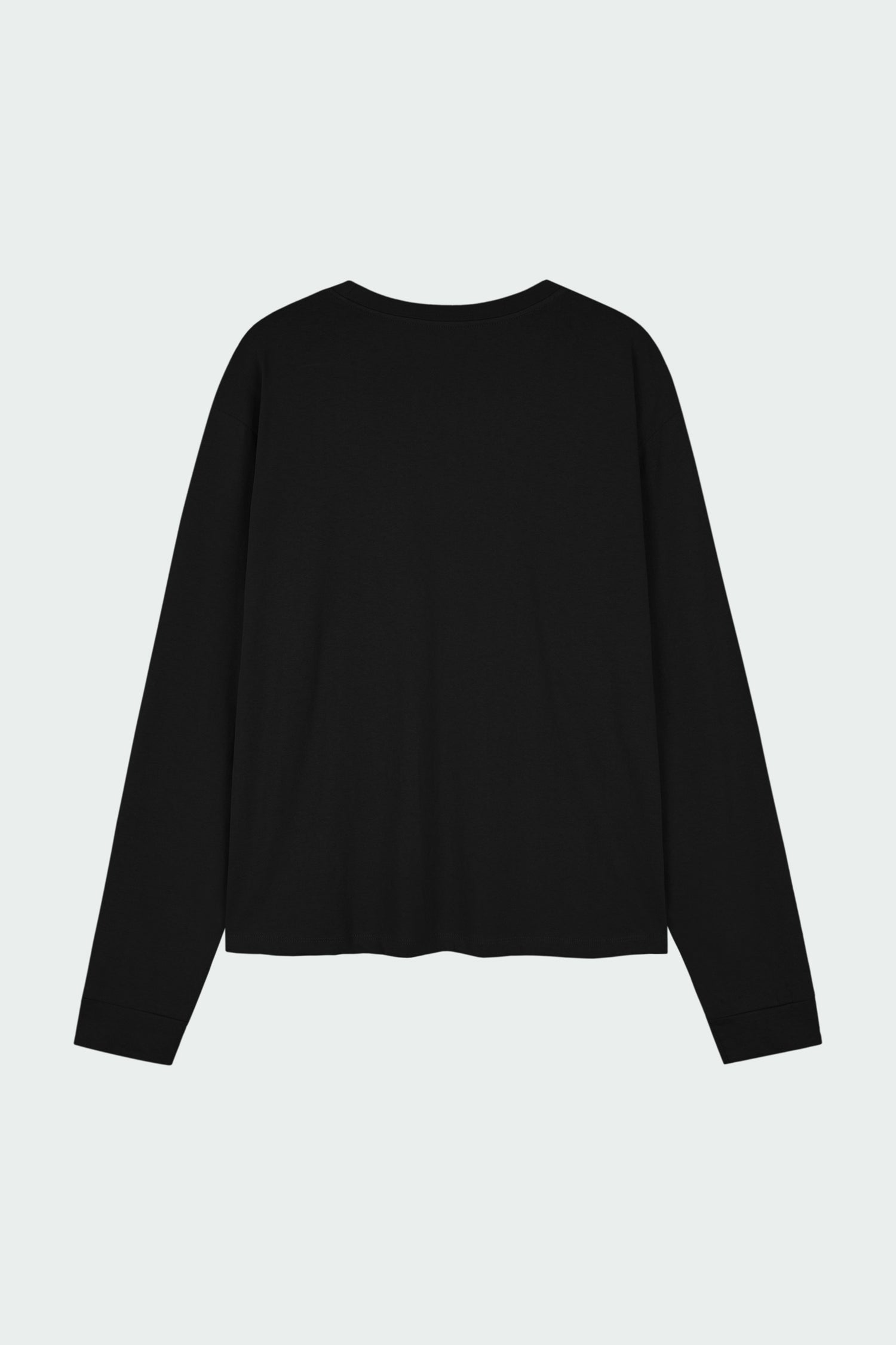Lara Long-sleeved T-shirt in black, a relaxed-fit lightweight cotton tee with a crew neck and long sleeves for breathable daily wear.