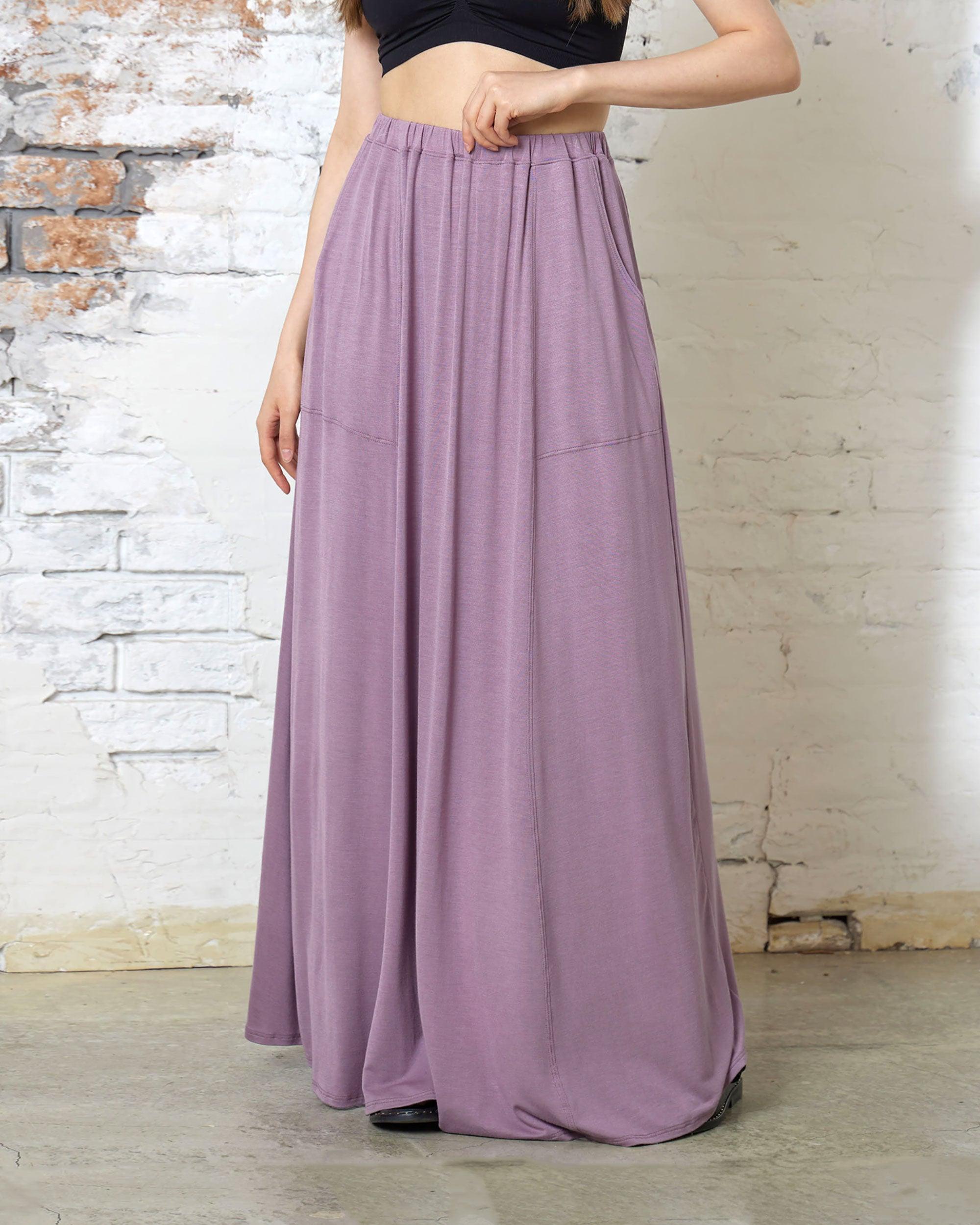 Soft Lightweight Flowy Maxi Skirt - Raisin