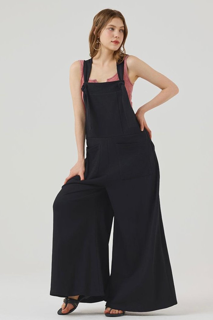 F.Terry Loose Fit Wide Straps Jumpsuit