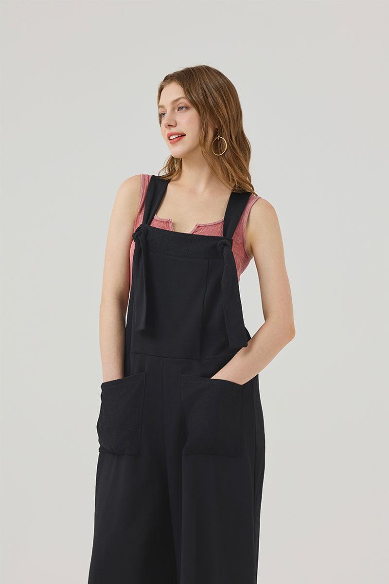 F.Terry Loose Fit Wide Straps Jumpsuit