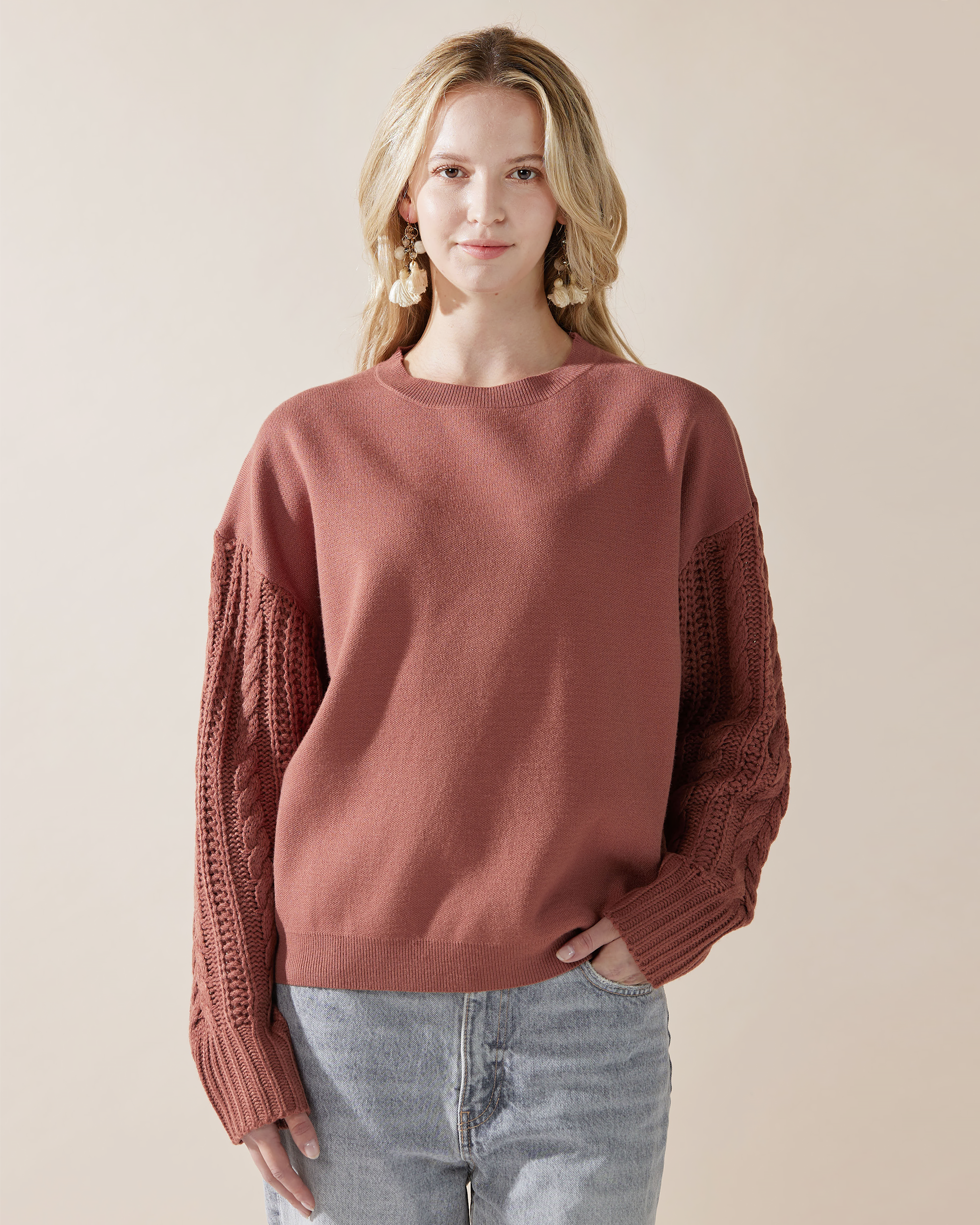 Marsala Cable Knit Sweater Online