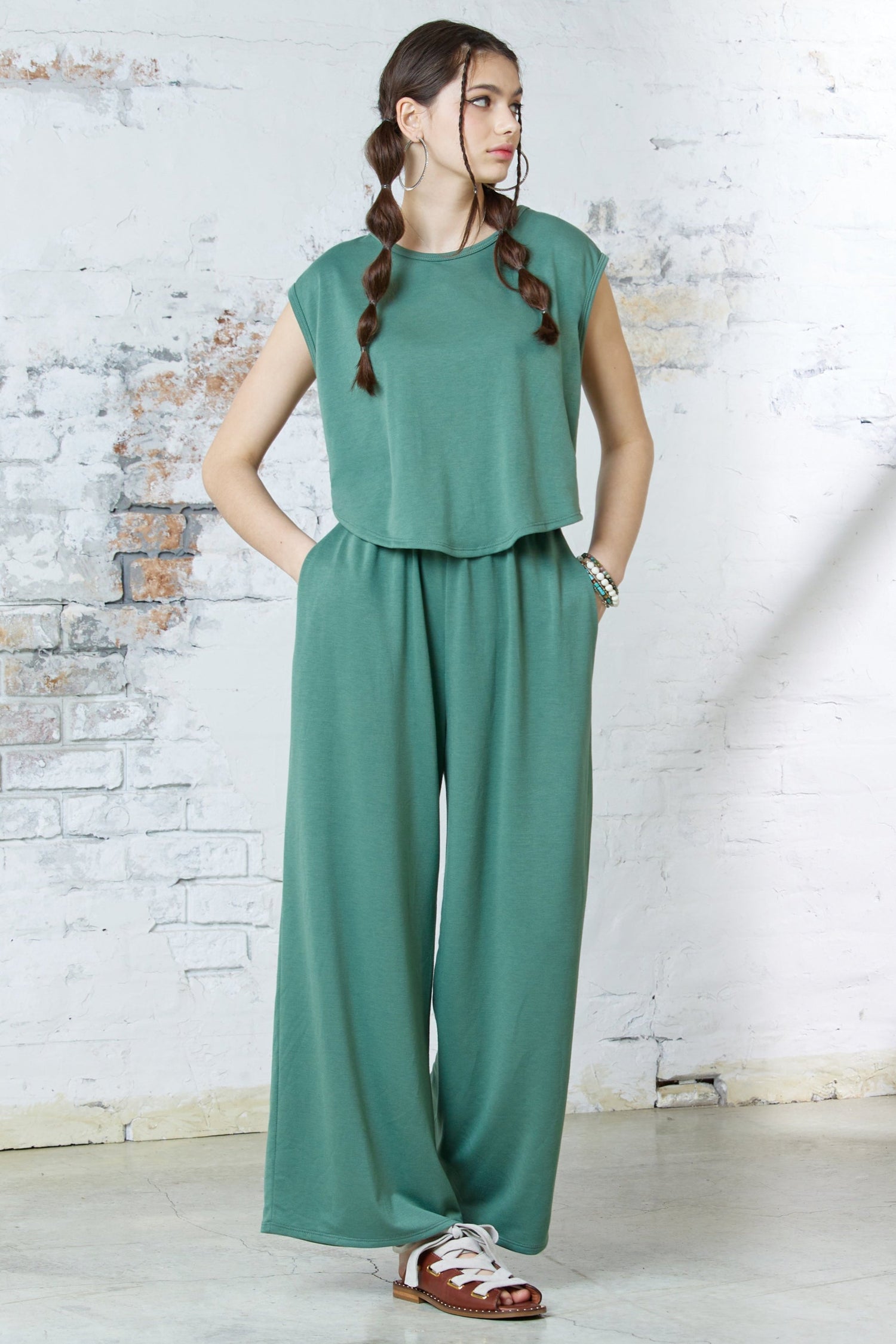 Open Front Wide Leg Jumpsuit