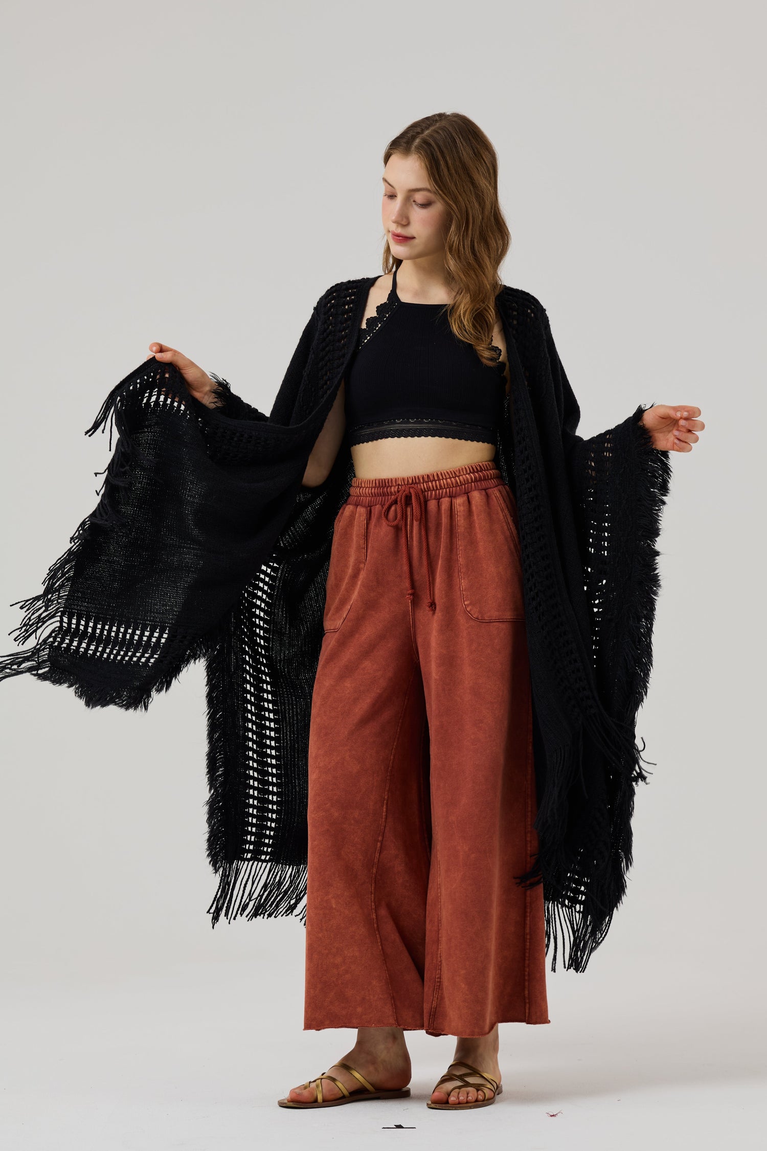 Fringe Ruana Style Shawl Cardigan