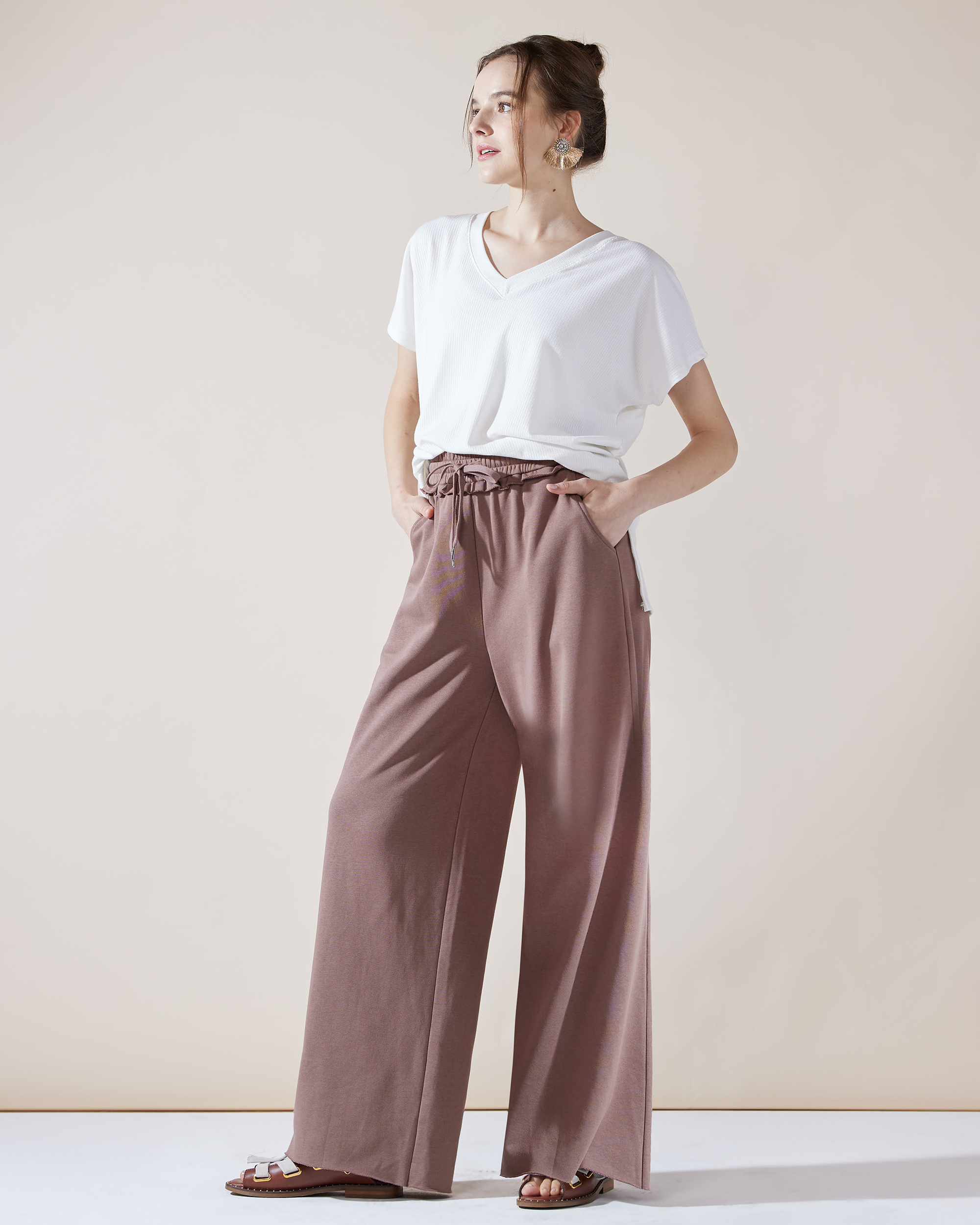 Coco wide leg sweatpants with ruffles