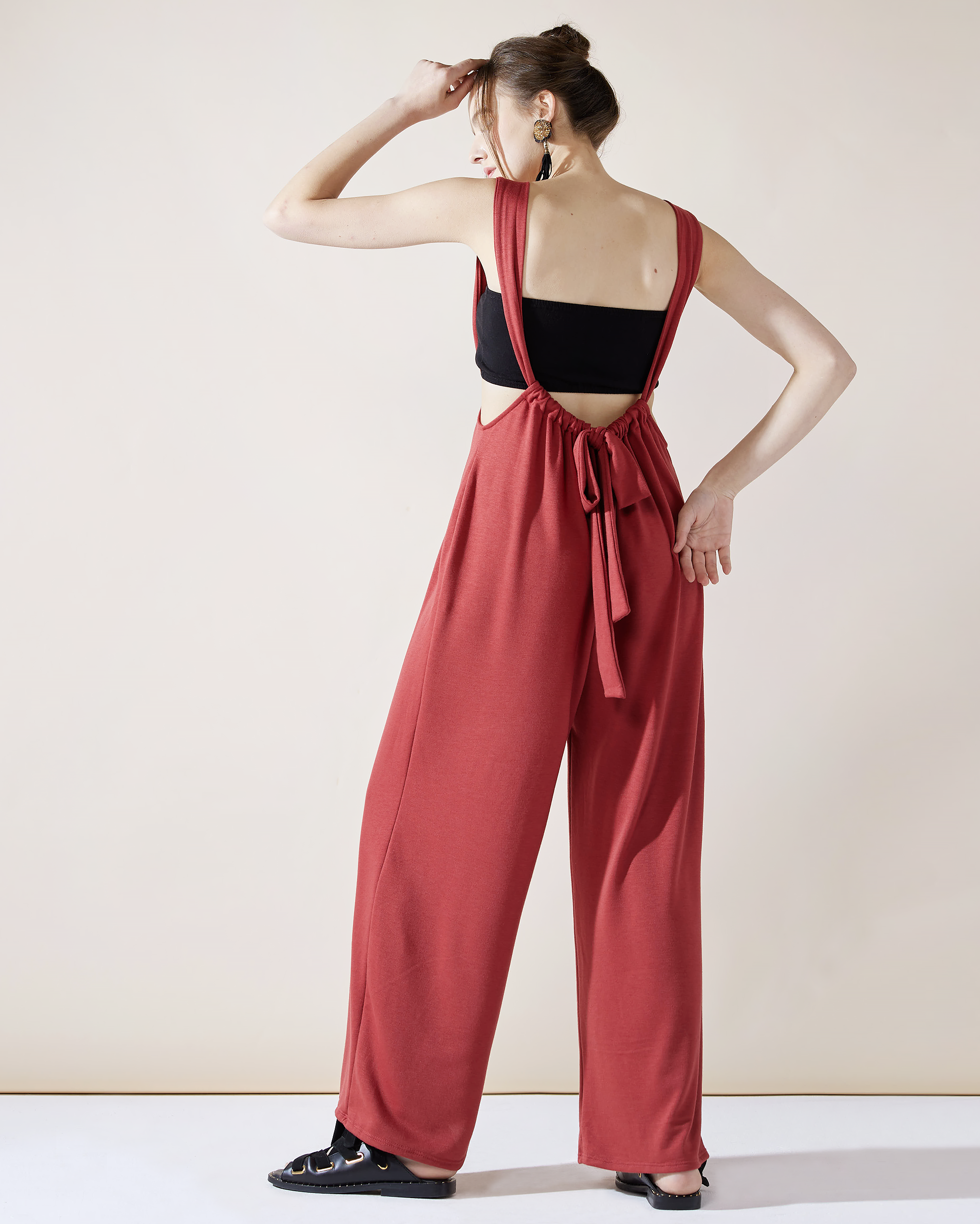 Marsala Gathered Suspender Pants for You