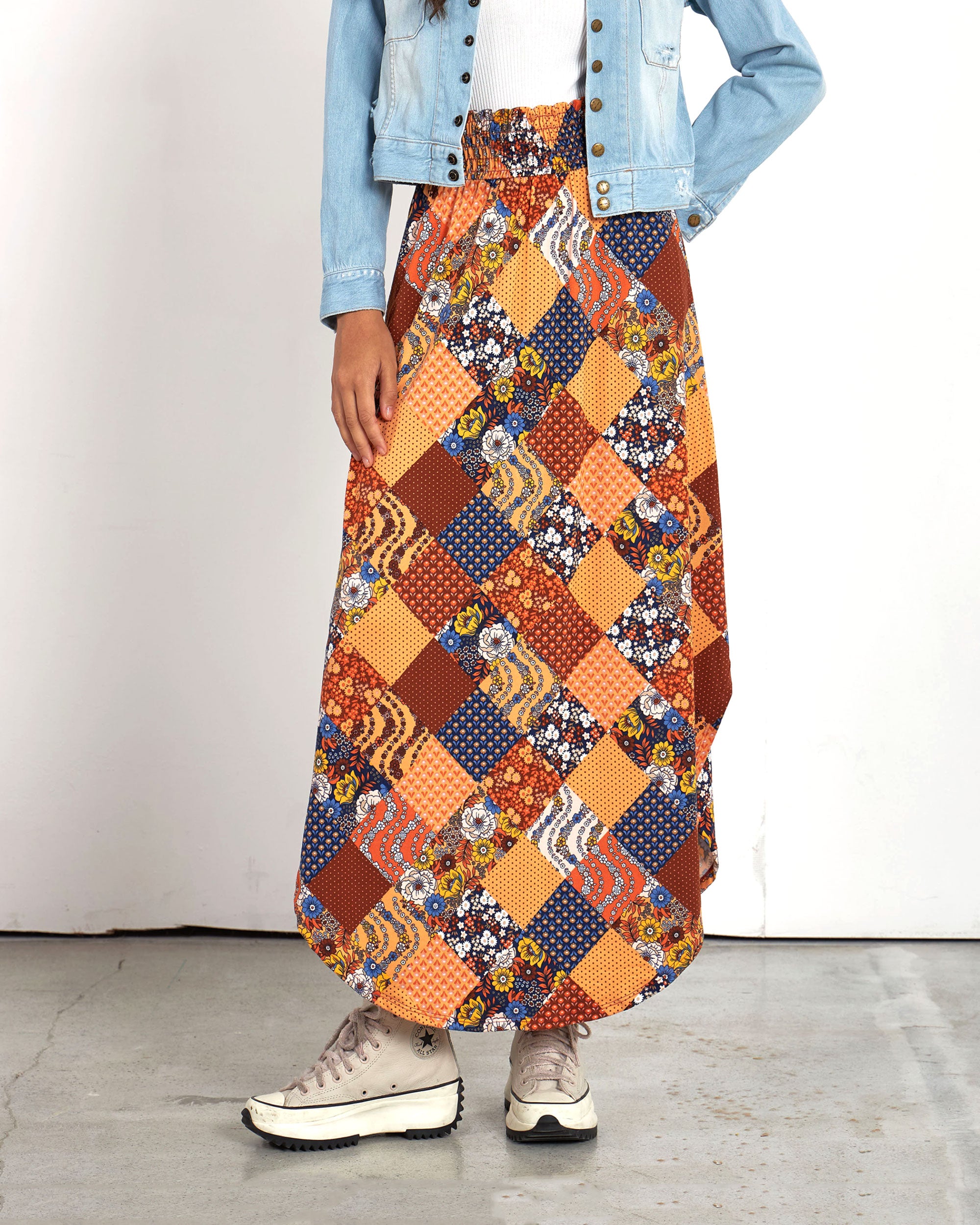 Orange Navy Maxi Skirt: Vibrant Style