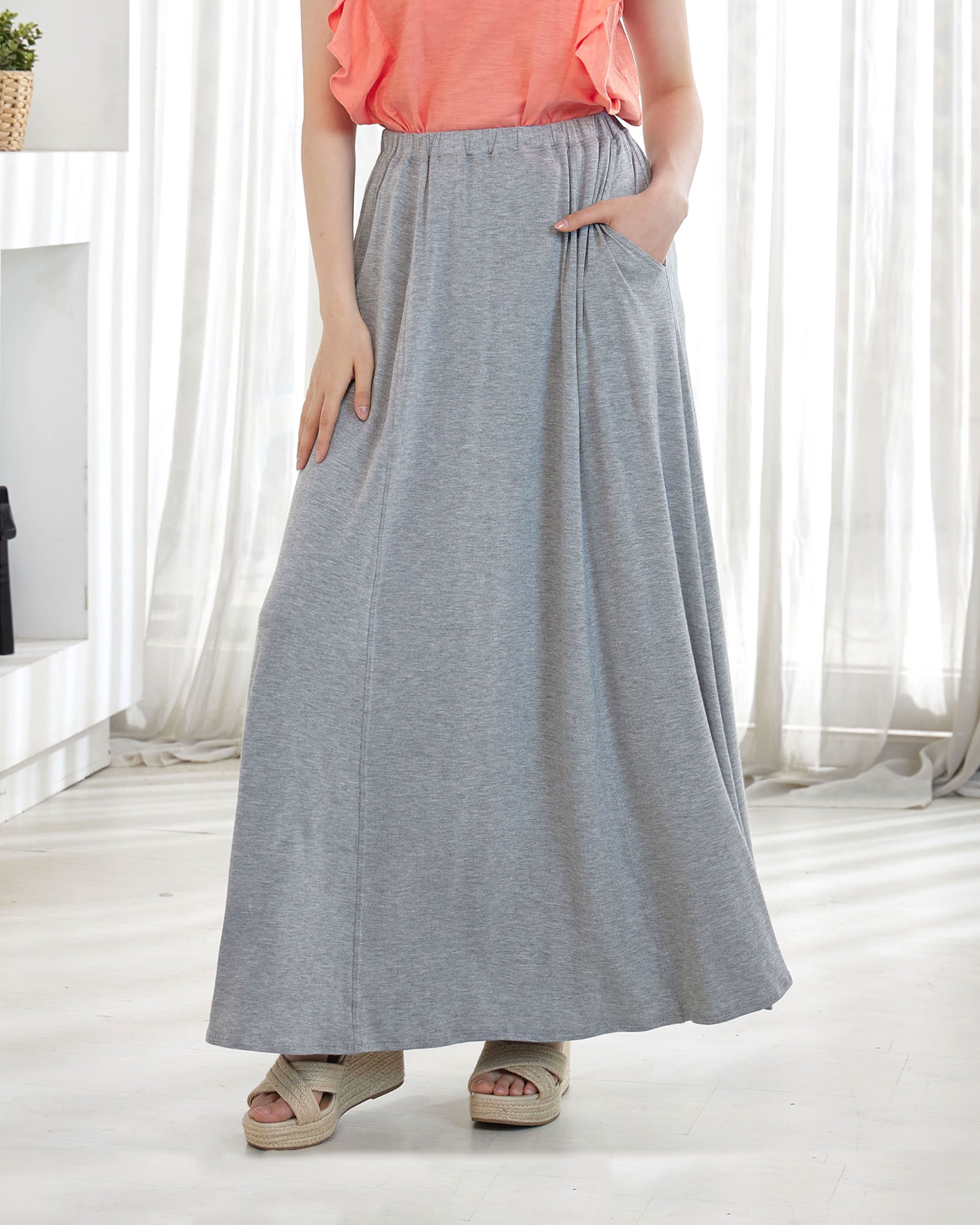 Heather Grey Maxi Skirt - Soft & Lightweight