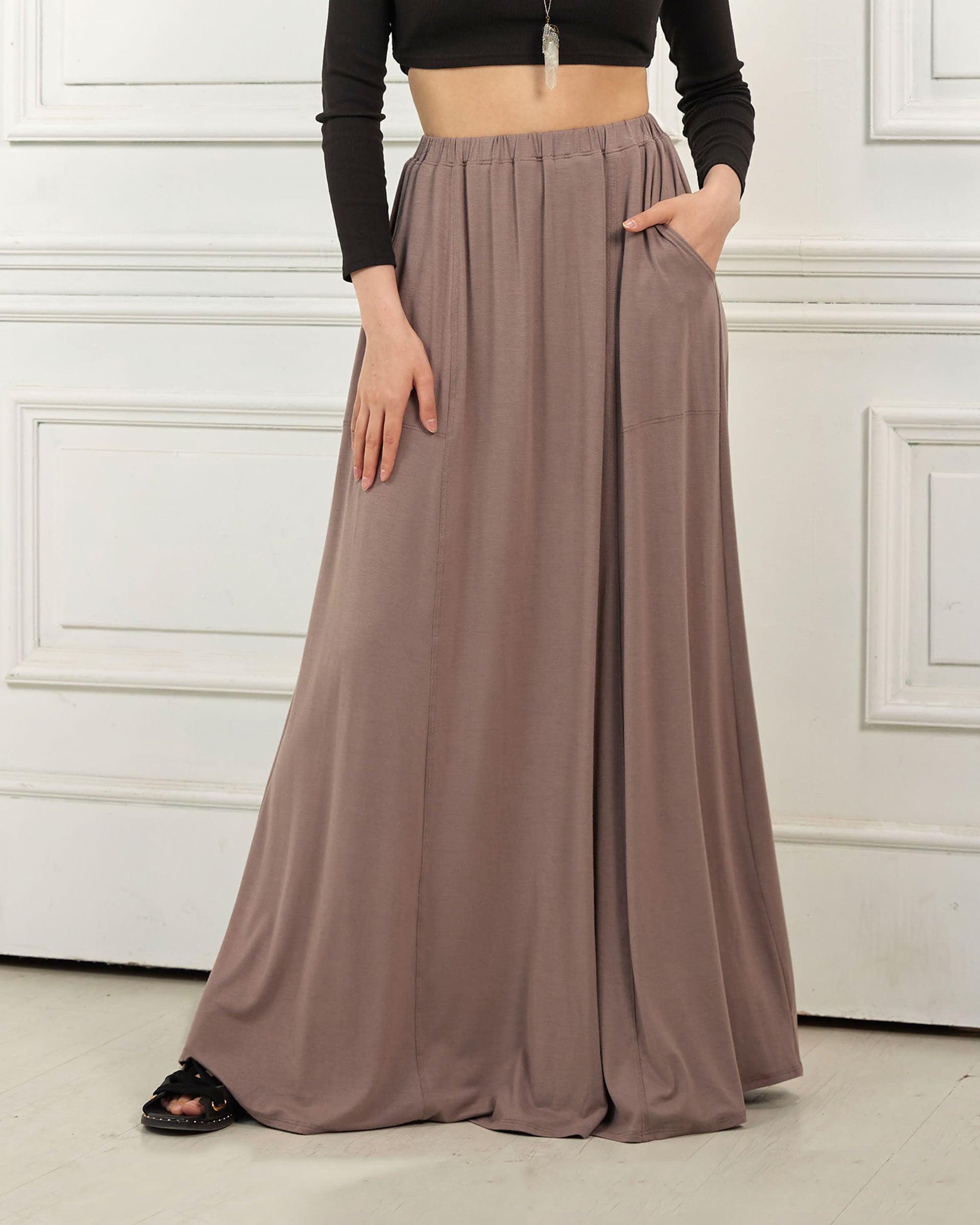 Mocha Maxi Skirt - Soft & Lightweight Design