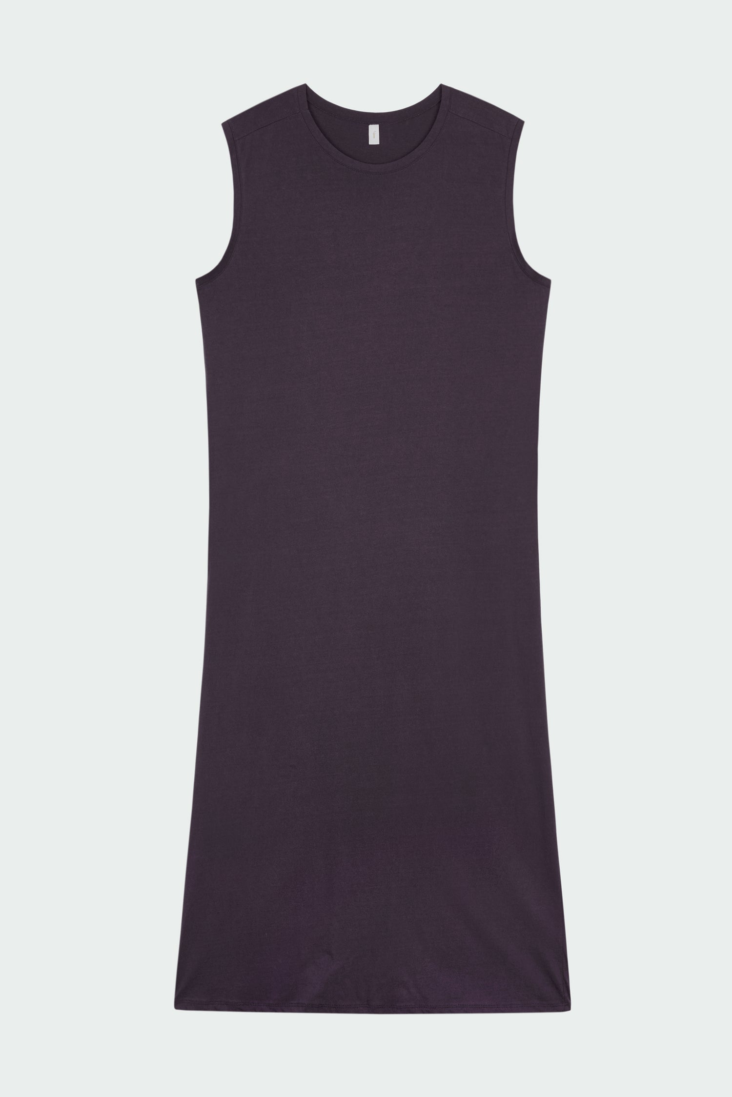 Jade Dress in purple, a sleeveless knit cotton midi dress with side pockets, designed for breathable summer comfort