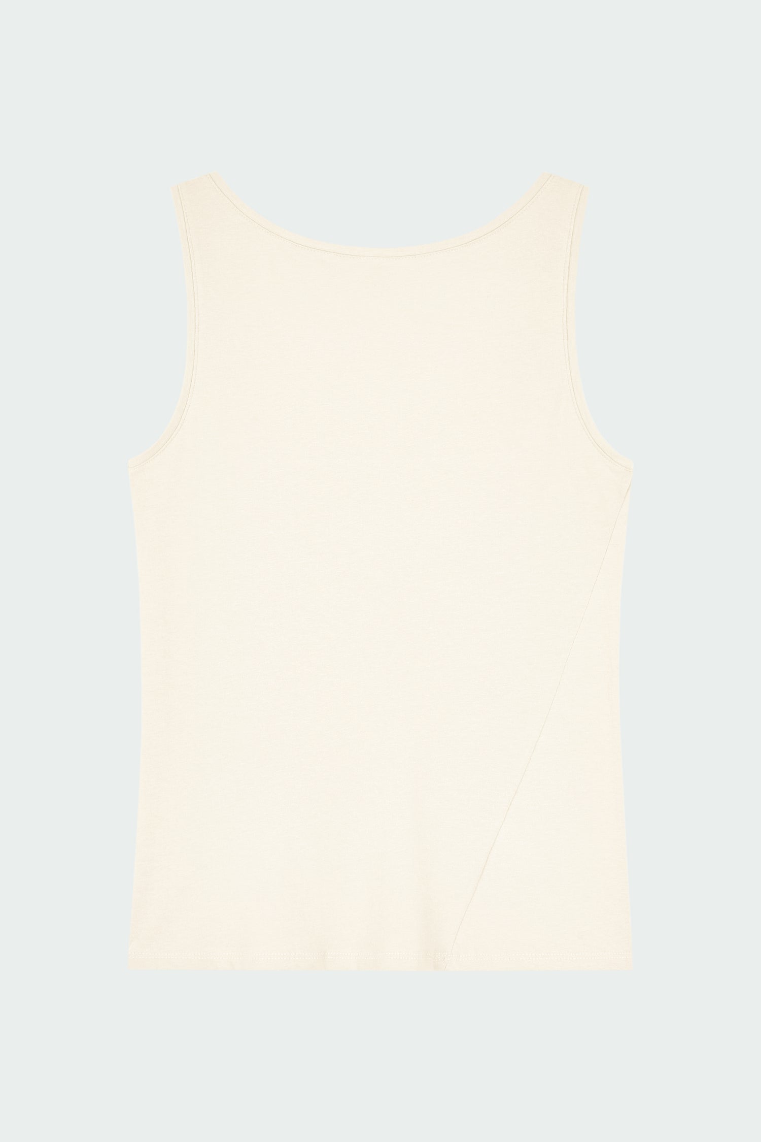 Zoe Tank Top in cream, slim-fit stretch cotton tank with scooped neckline and diagonal seam detail for a sleek and minimal silhouette.