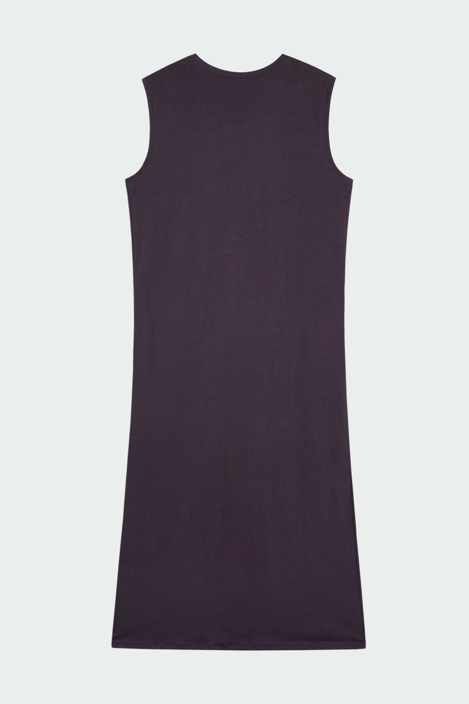 Jade Dress in purple, a sleeveless knit cotton midi dress with side pockets, designed for breathable summer comfort