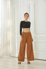 High Waisted Pleated Wide Leg Pants