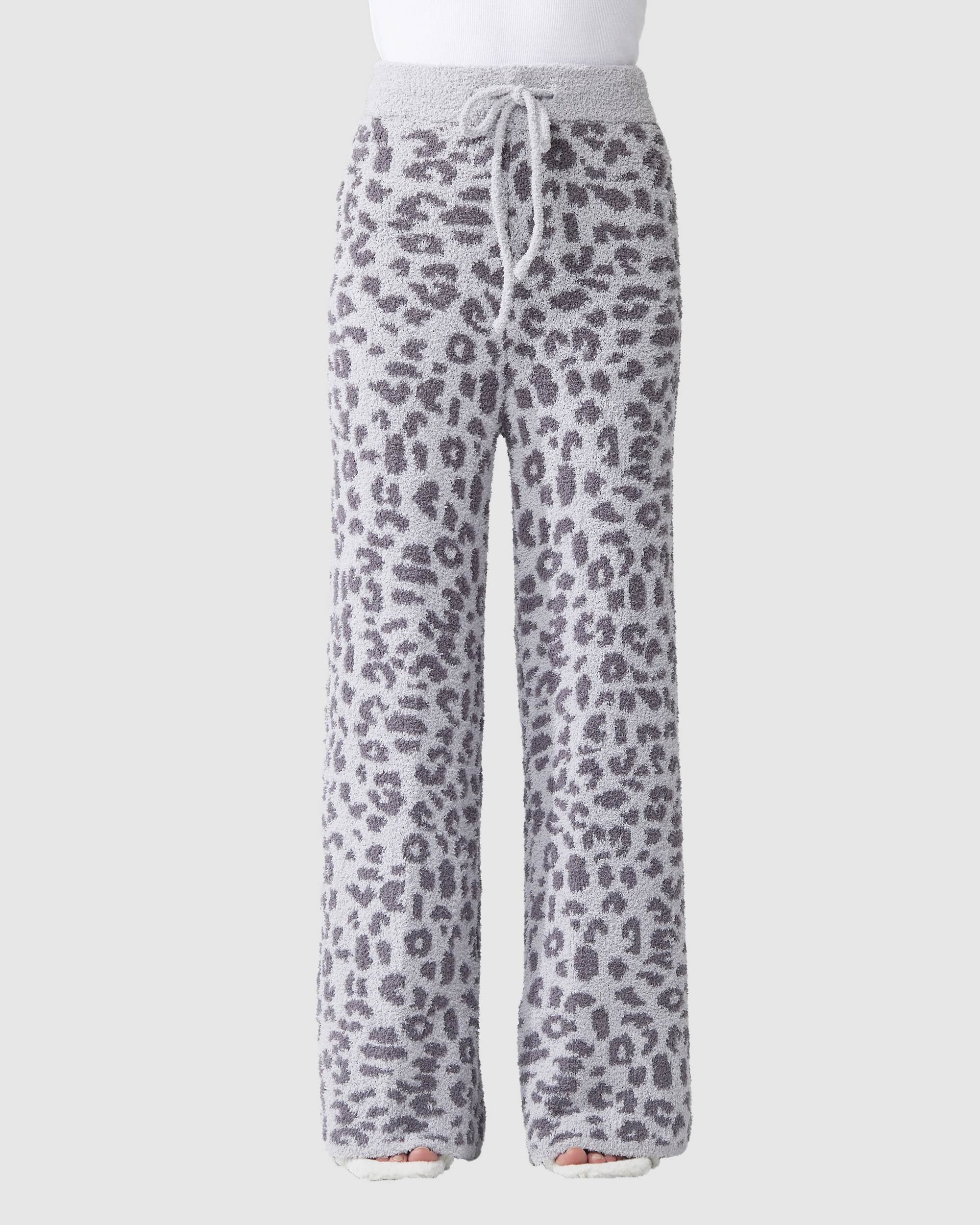 Soft Fuzzy Lounge Pants - Light Grey/Charcoal