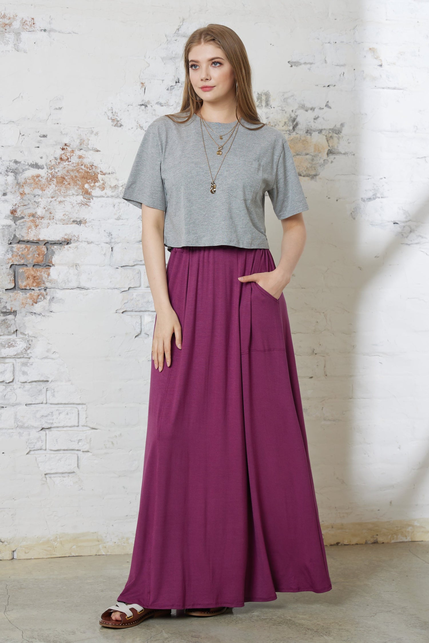 Soft Lightweight Flowy Maxi Skirt