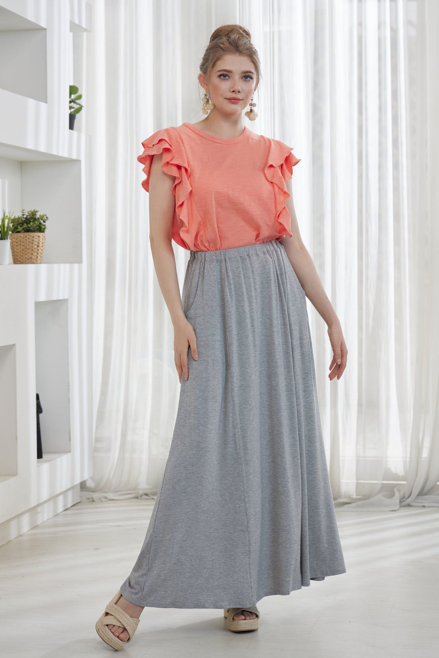 Soft Lightweight Flowy Maxi Skirt