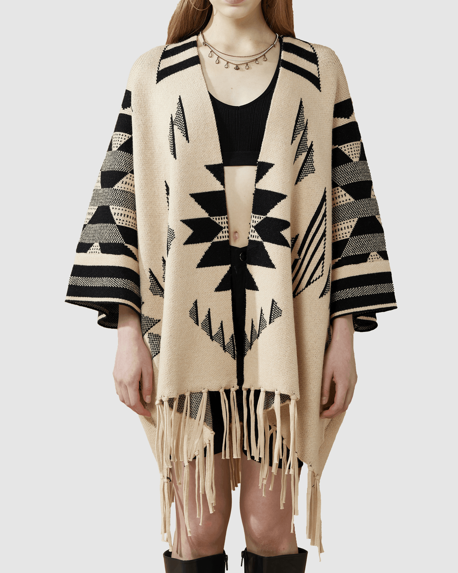 Aztec poncho sweater hotsell