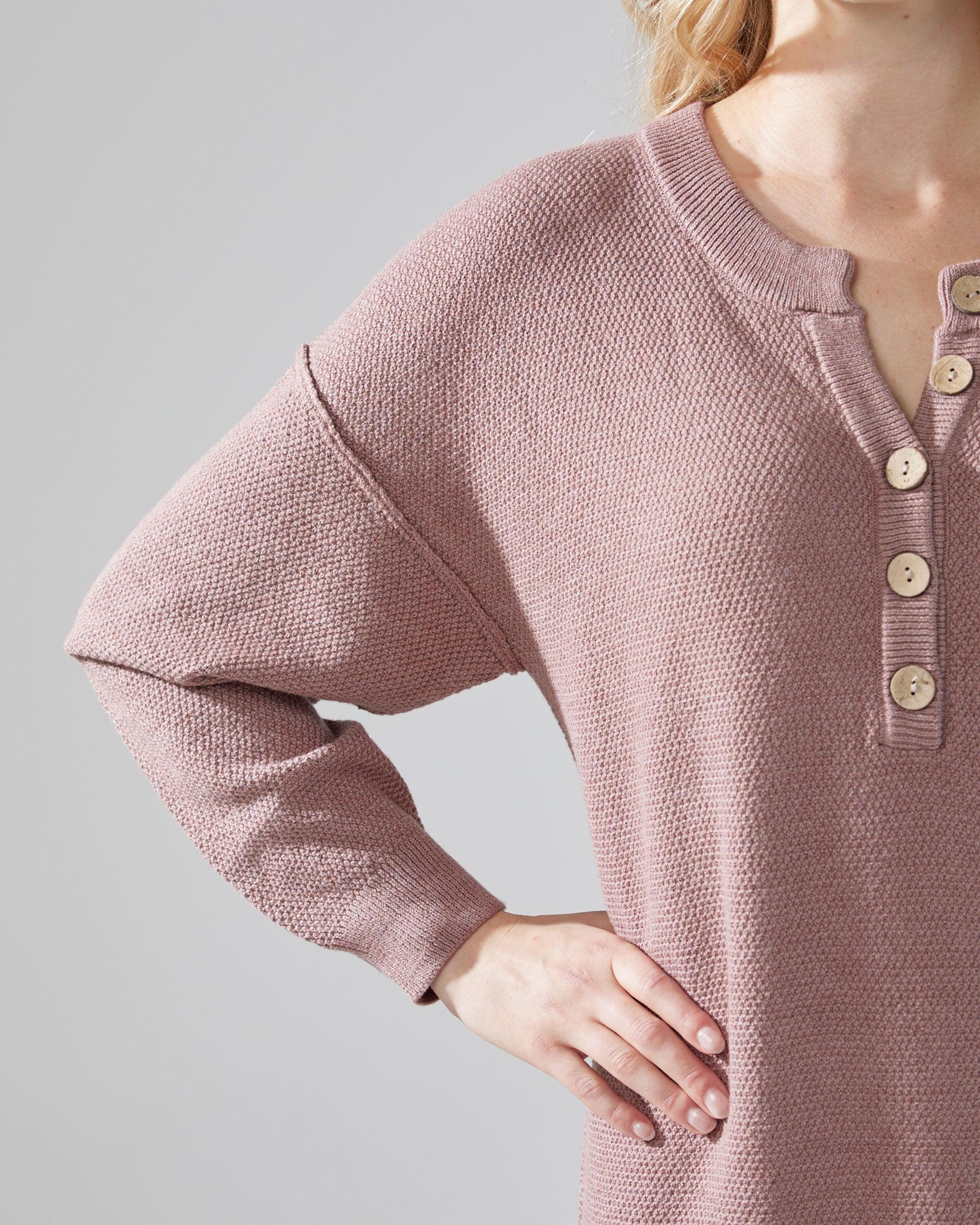 Taupe Midi Sweater Dress with Buttons