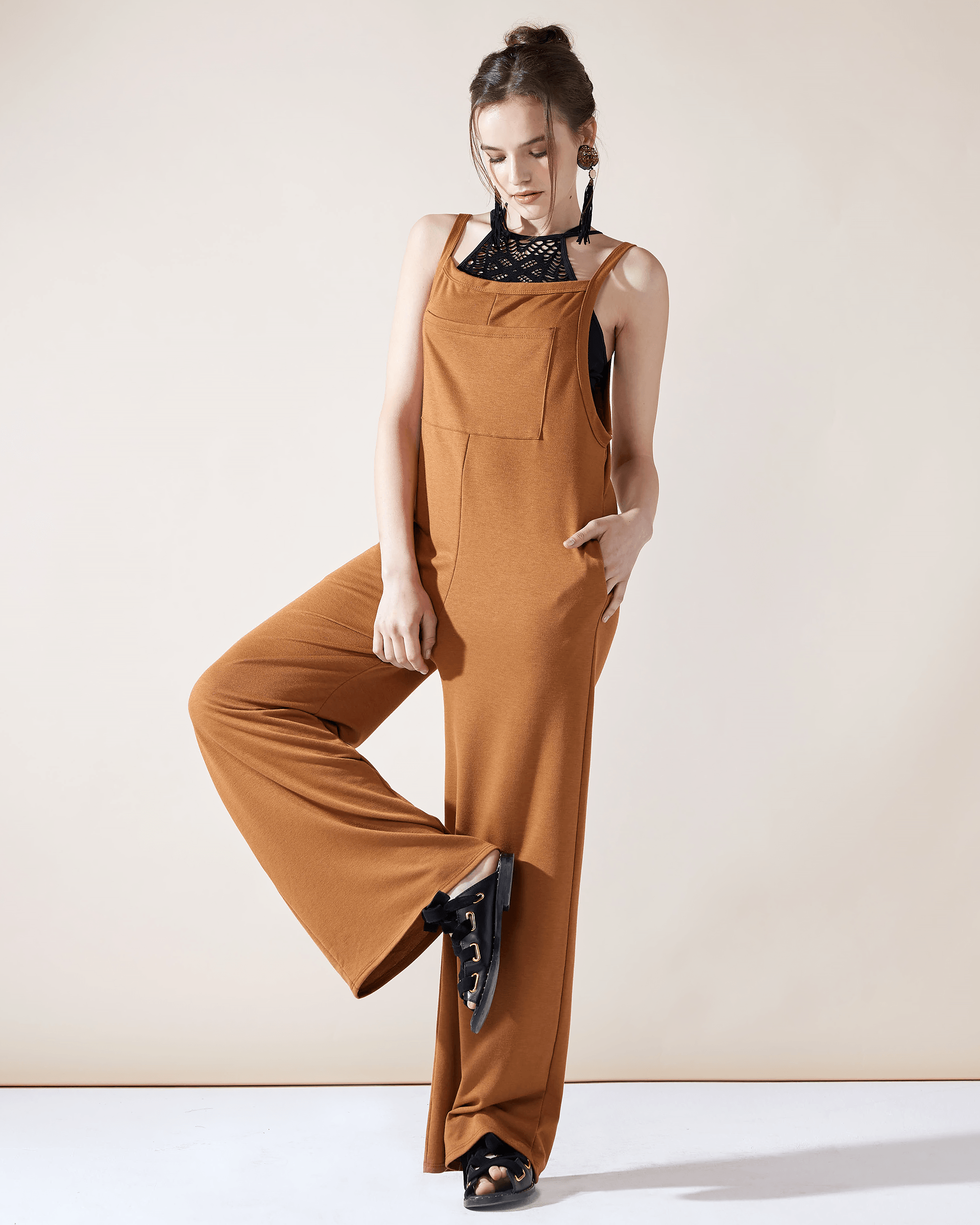 Camel Jumpsuit for Casual Wear