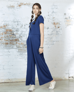 Comfort Button-up Jumpsuit - French Navy - noflik