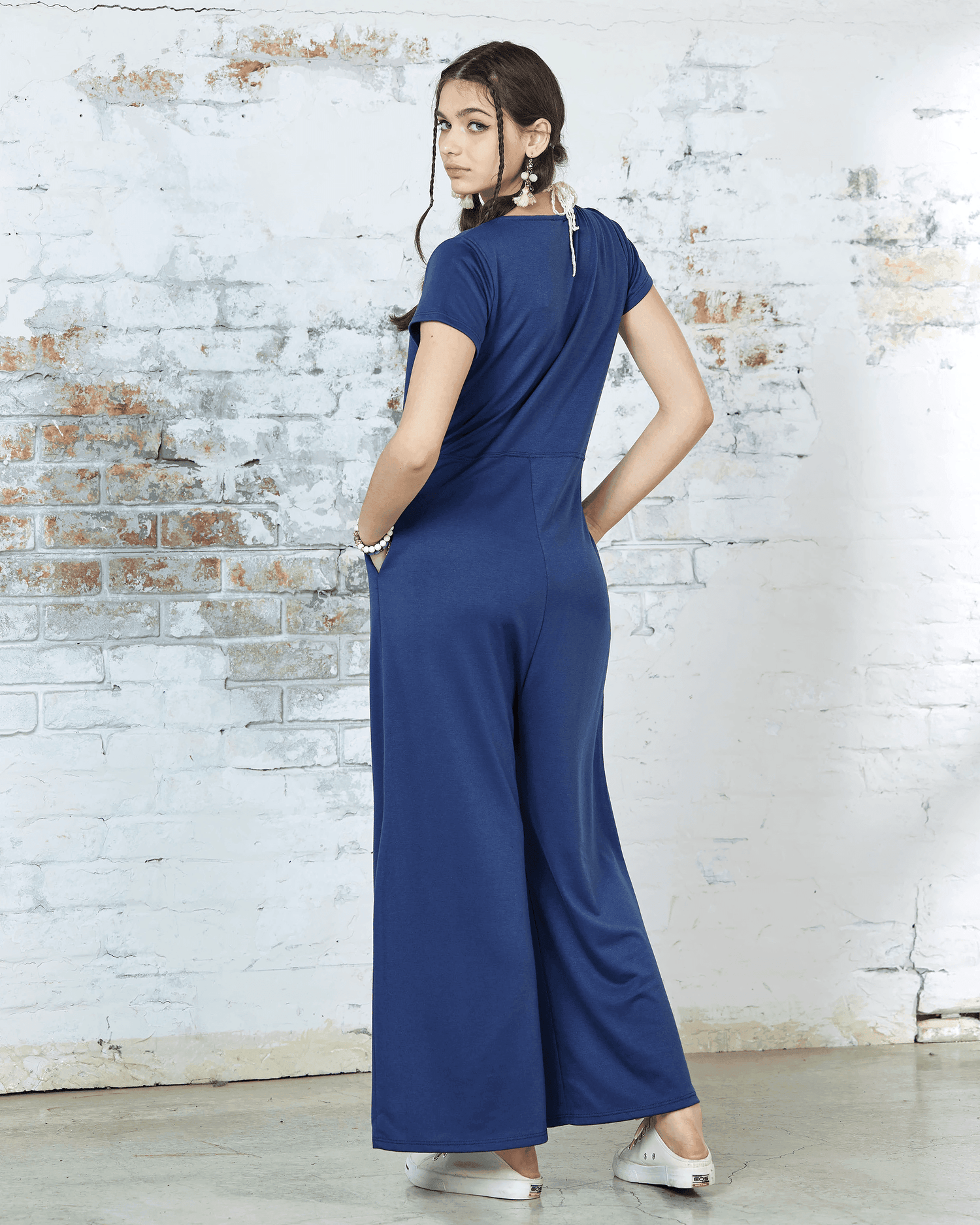 Comfort Button-up Jumpsuit - French Navy - noflik