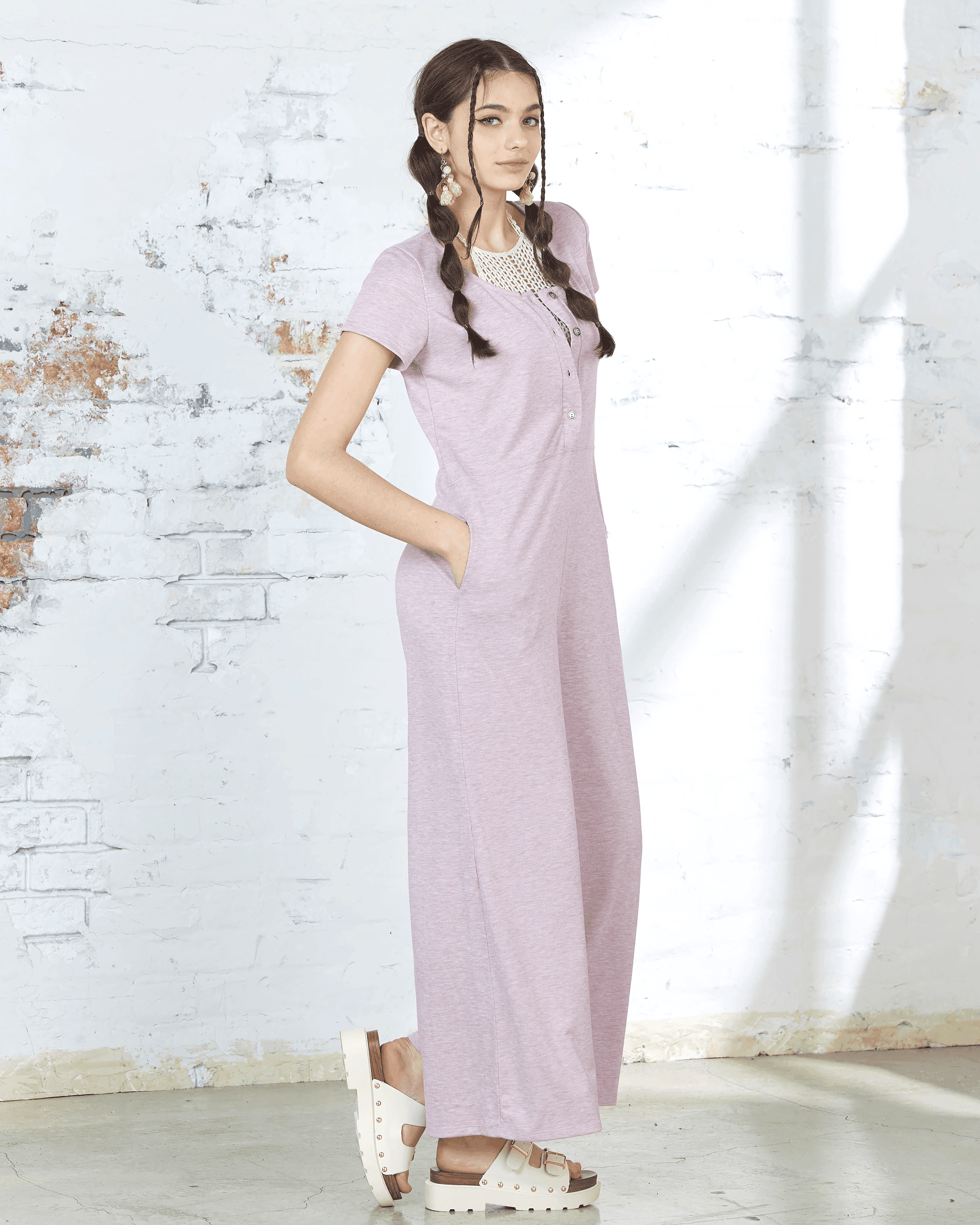 Heather Blush Jumpsuit: Button-Up Sophistication