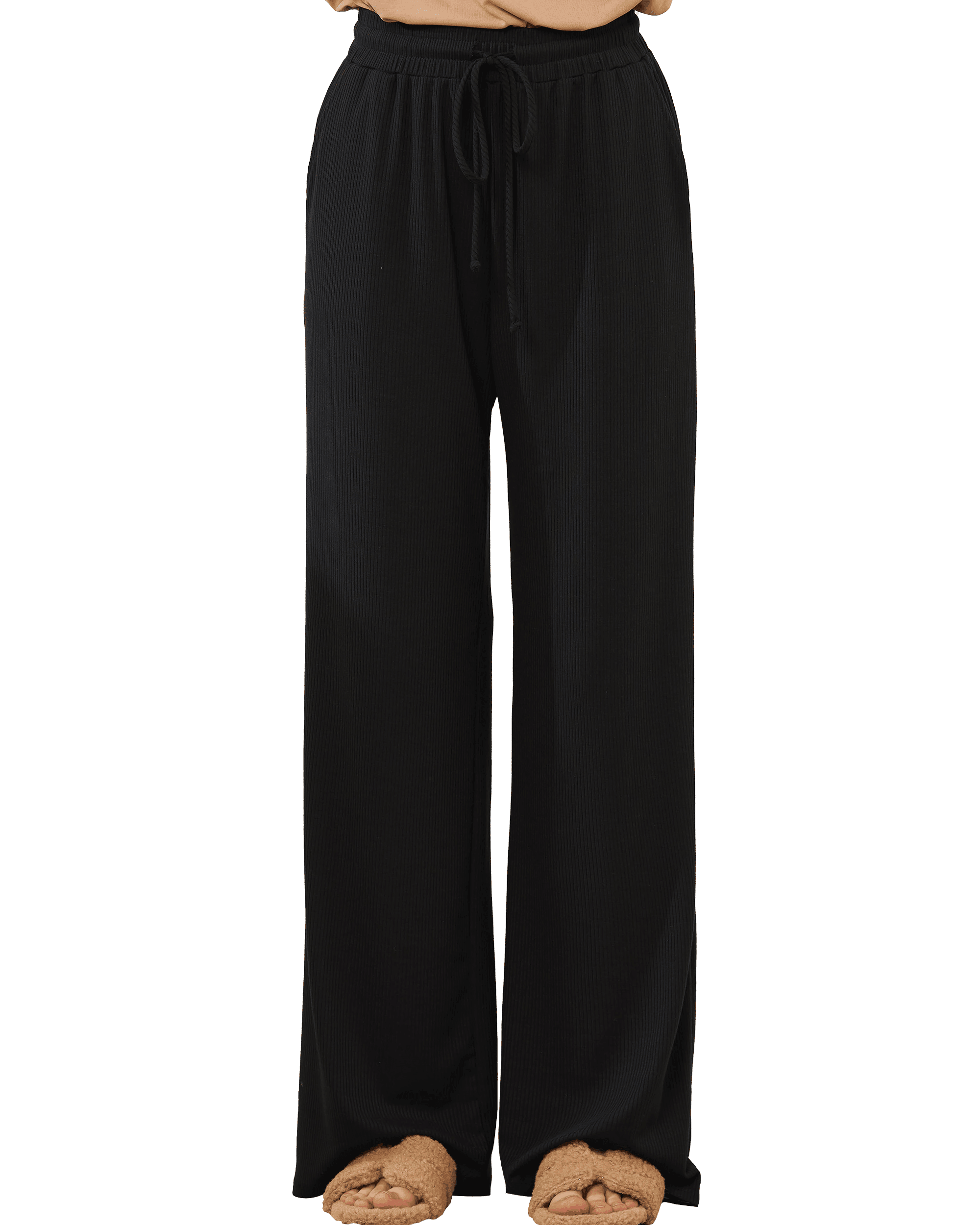 Black Comfy Ribbed Lounge Pants