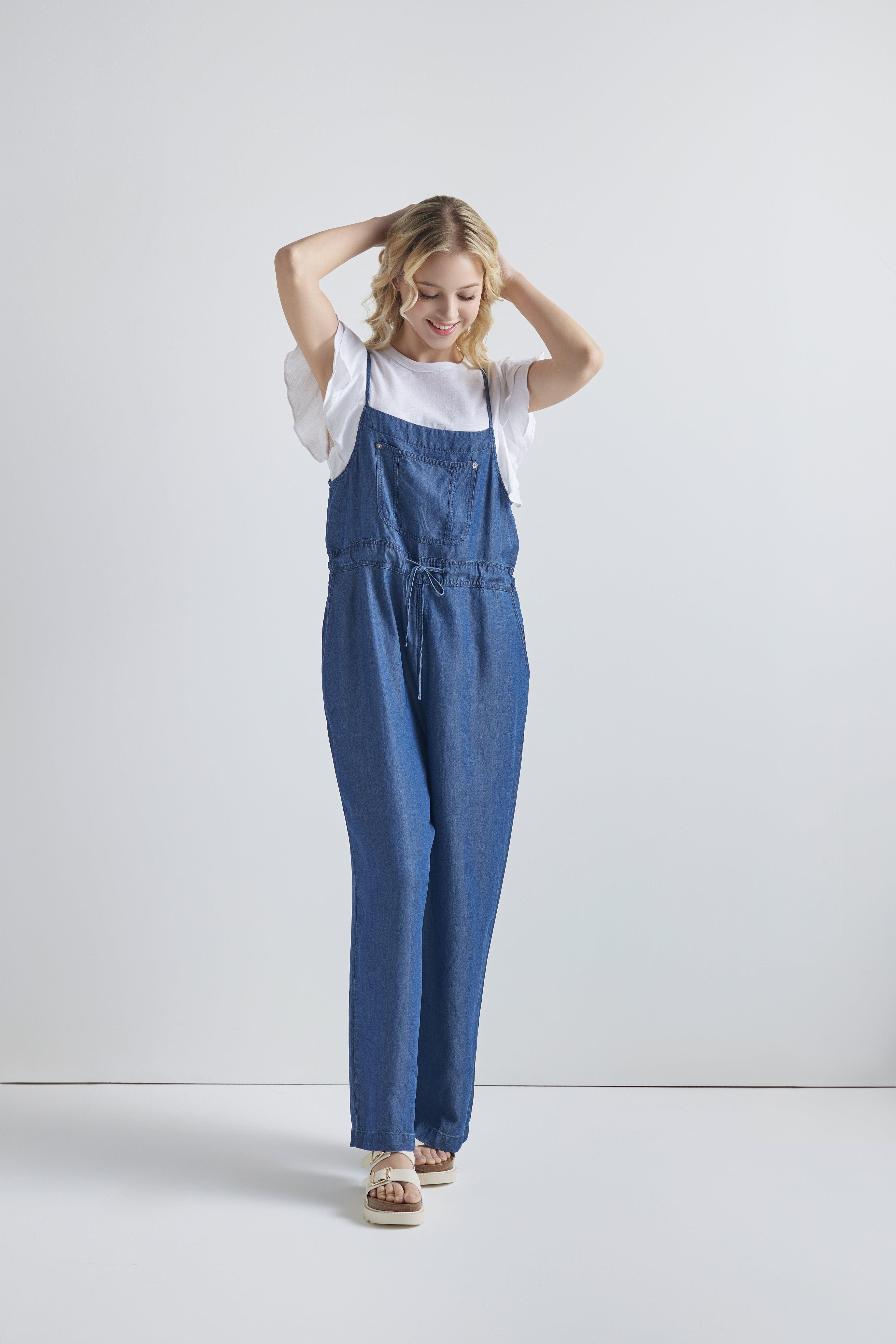 Front Pocket Adjustable Straps Denim Overall Jumpsuit - DK.Denim - noflik