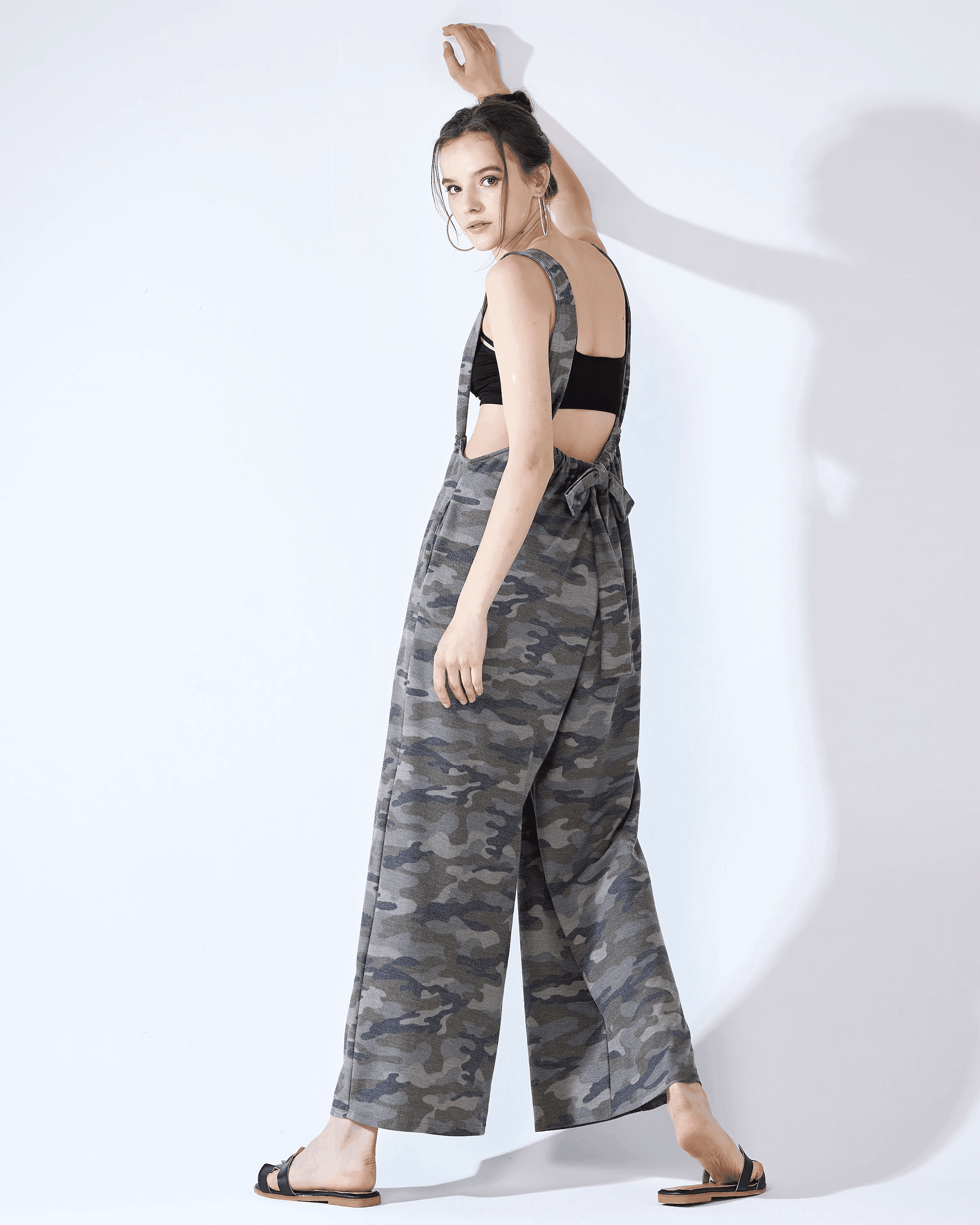 Trendy Camouflage Gathered Suspender Pants