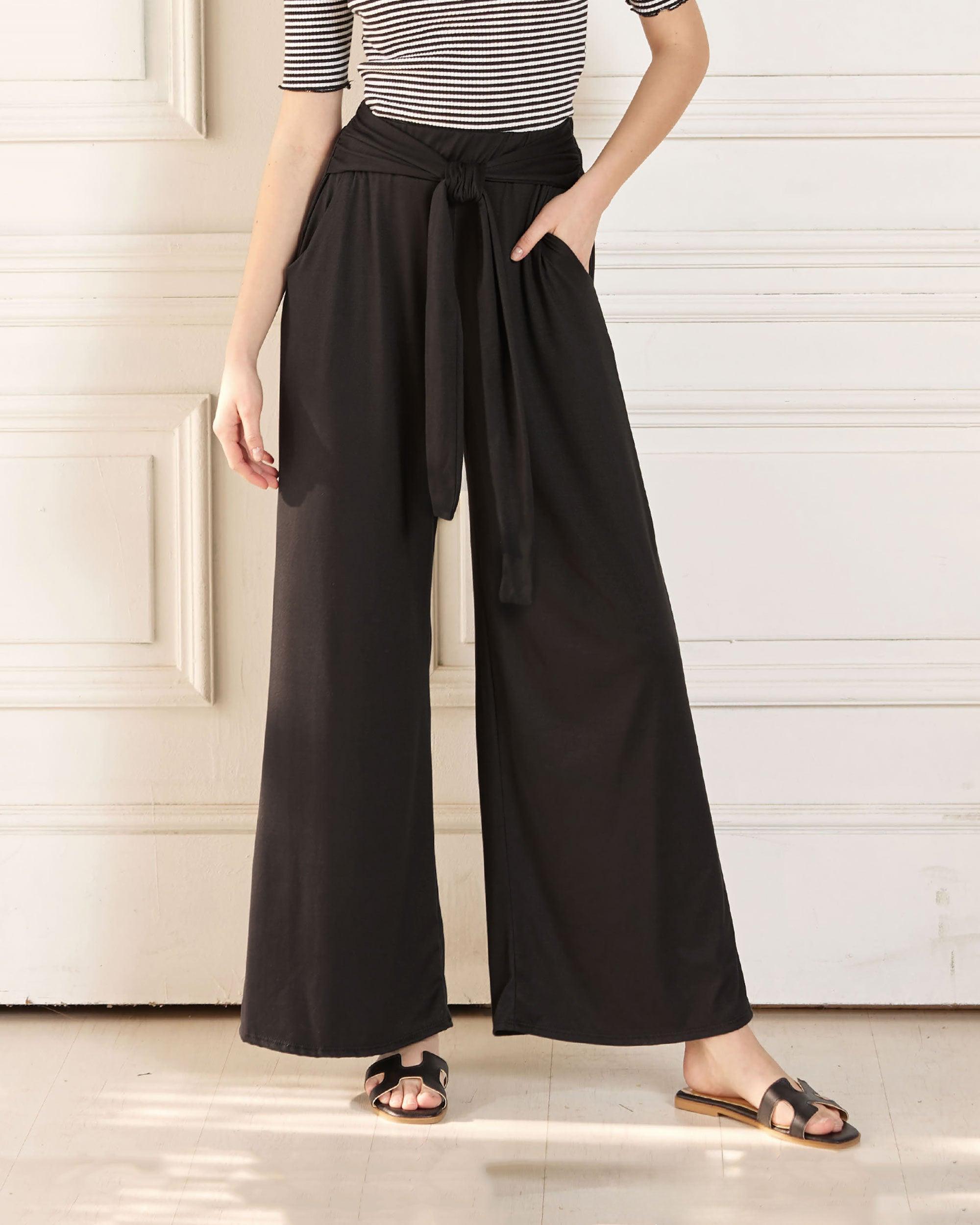 Black High Waisted Wide Leg Pants