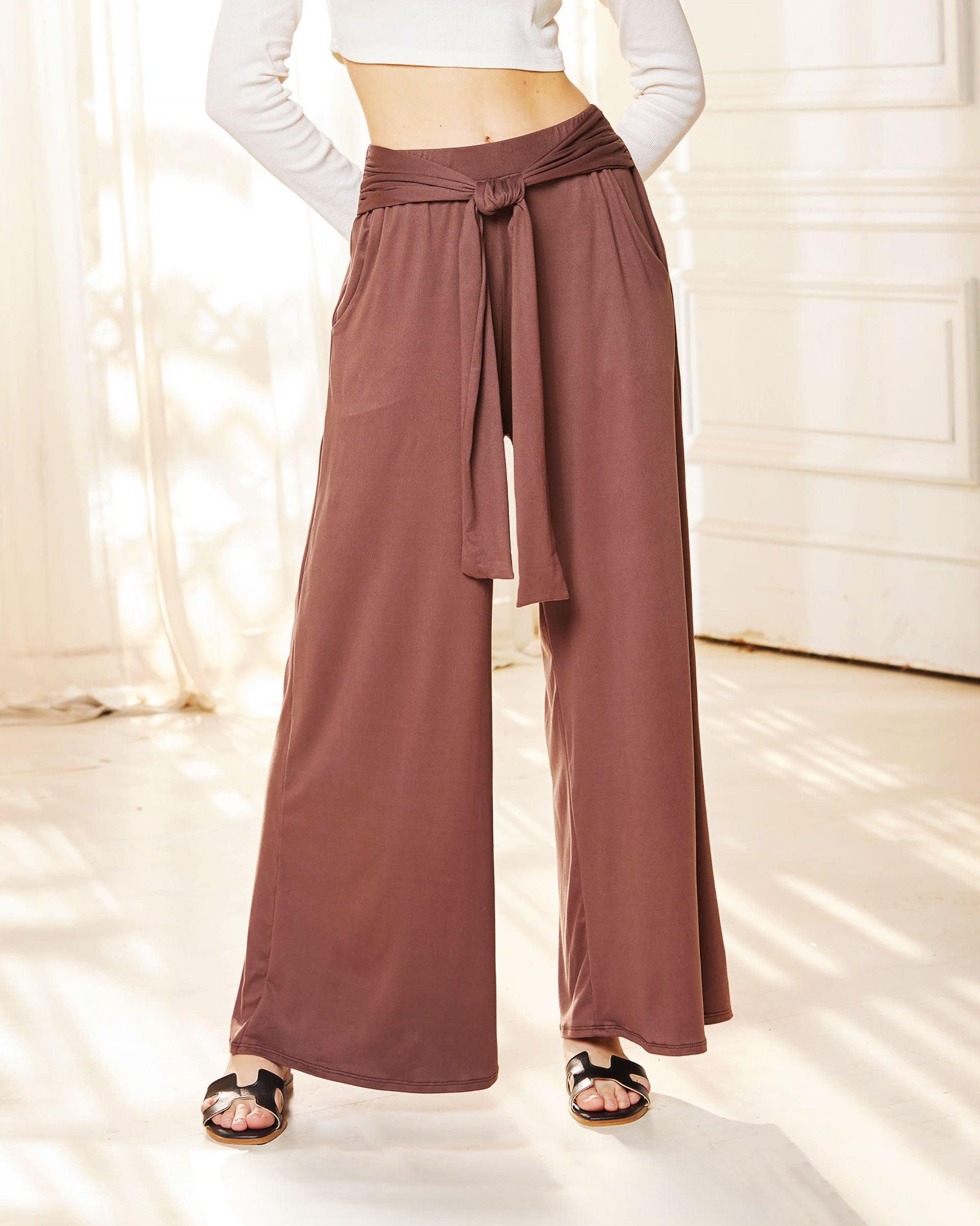 Brown High Waisted Wide Leg Pants