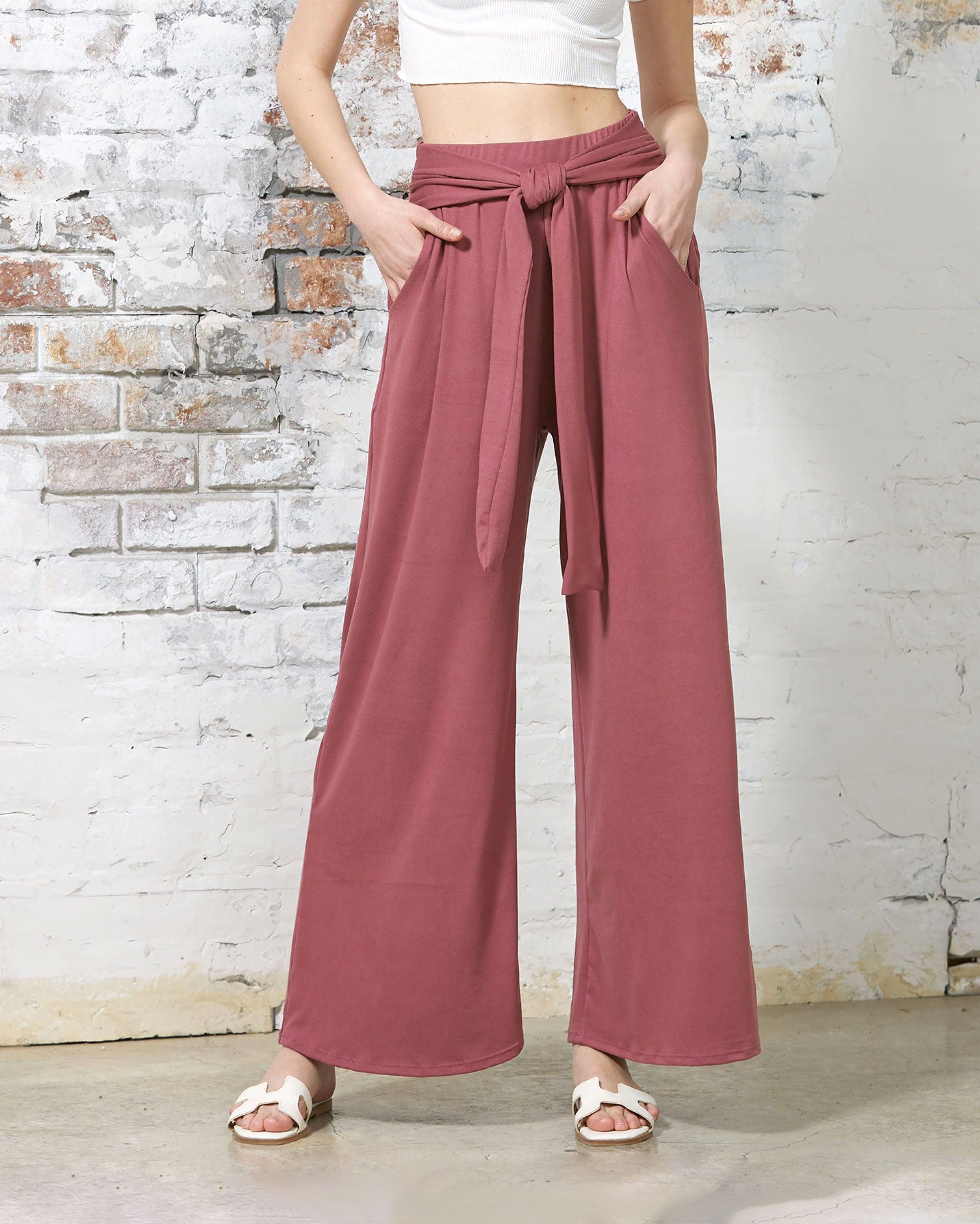 Dark Marsala High Waisted Pants