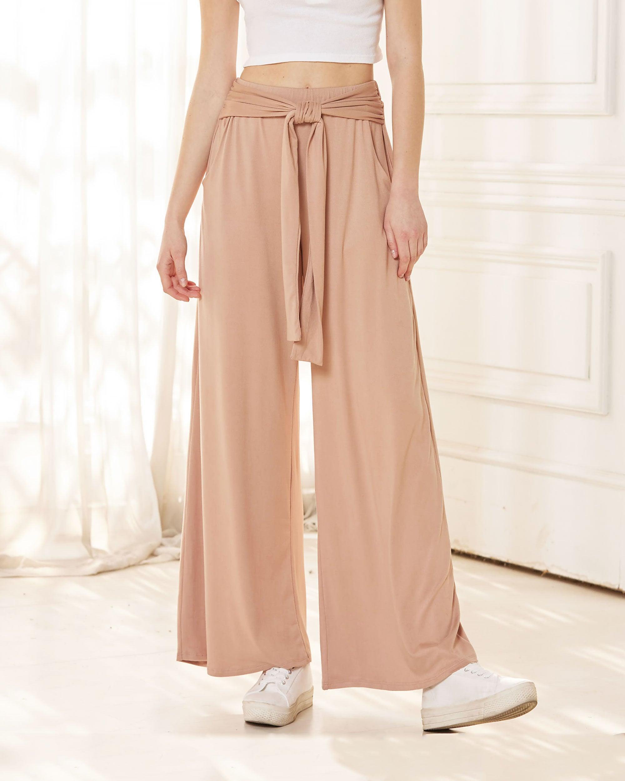 Mocha High Waisted Wide Leg Pants