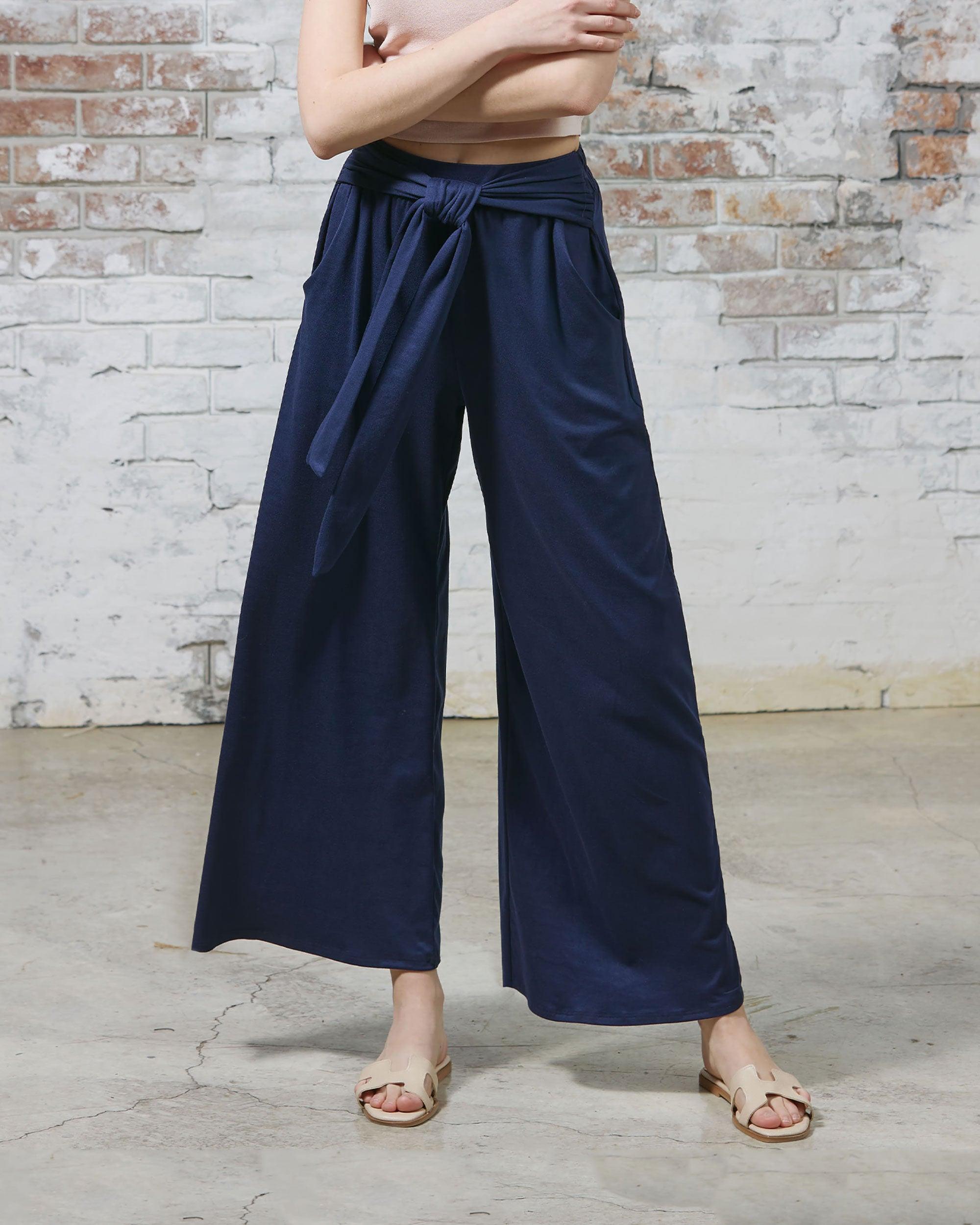 Navy High Waisted Wide Leg Pants