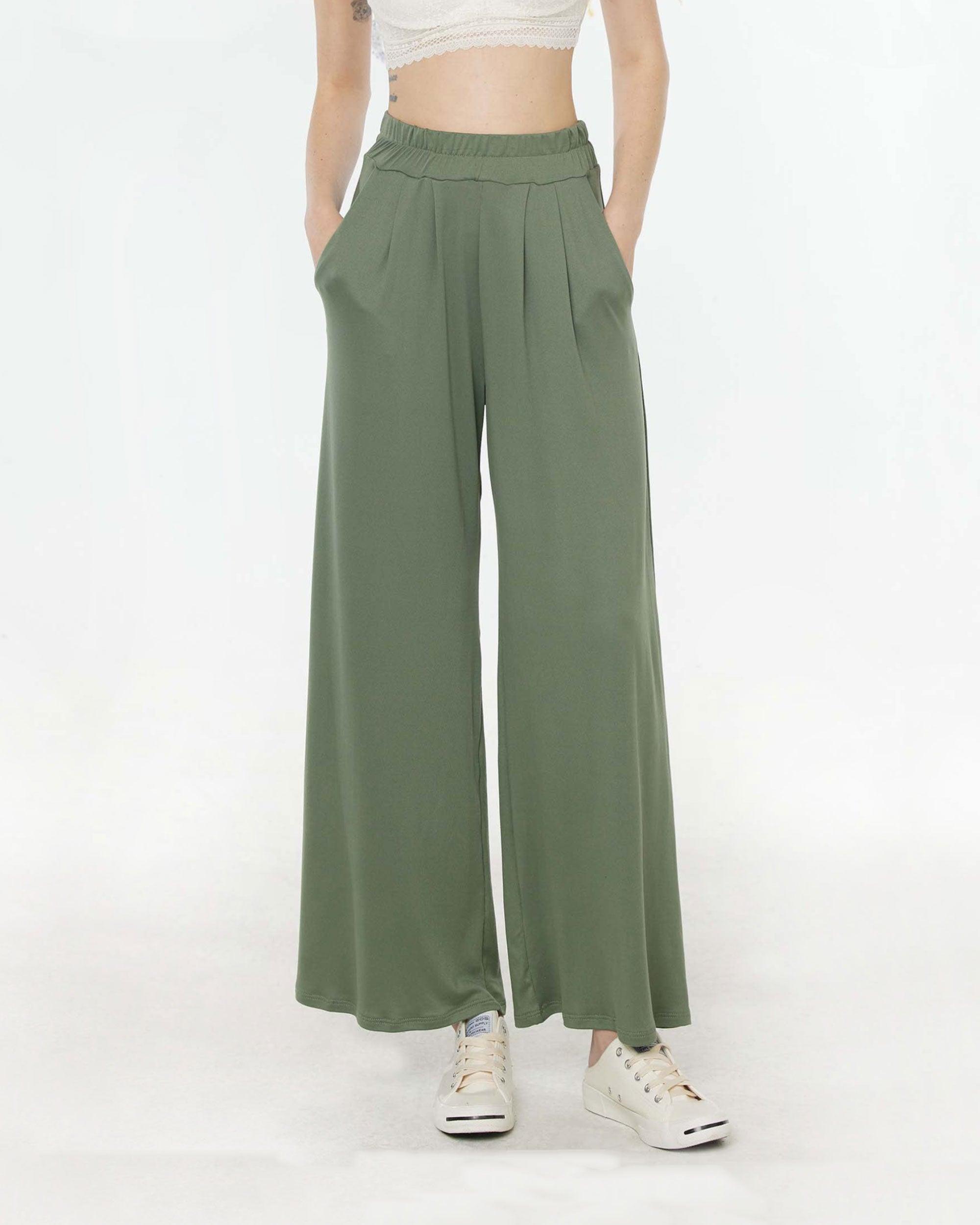 Olive High Waisted Knit Wide Leg Pants for You