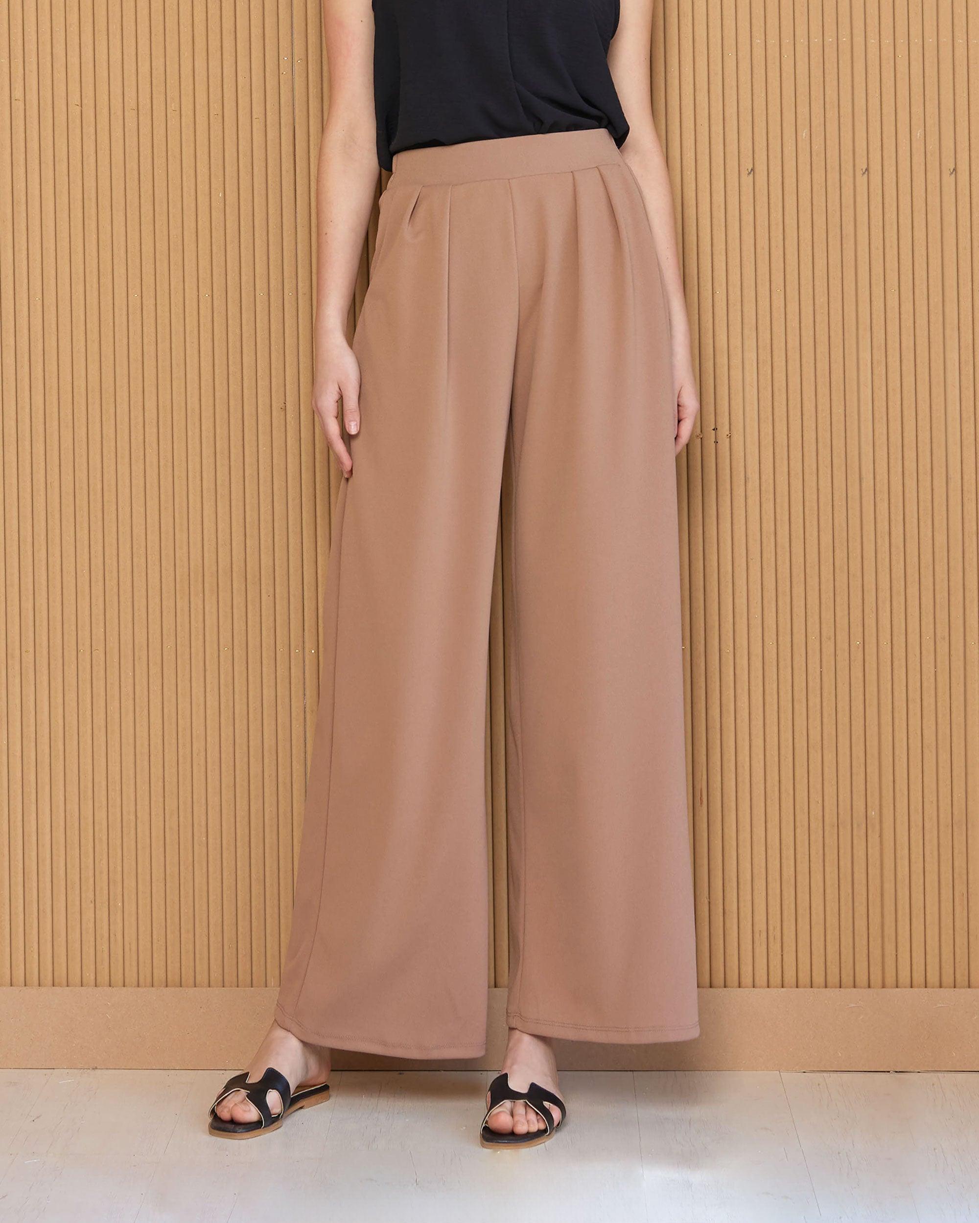Taupe High Waisted Pleated Pants
