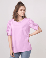 Knotted Puff Sleeve Top - Lilac - noflik