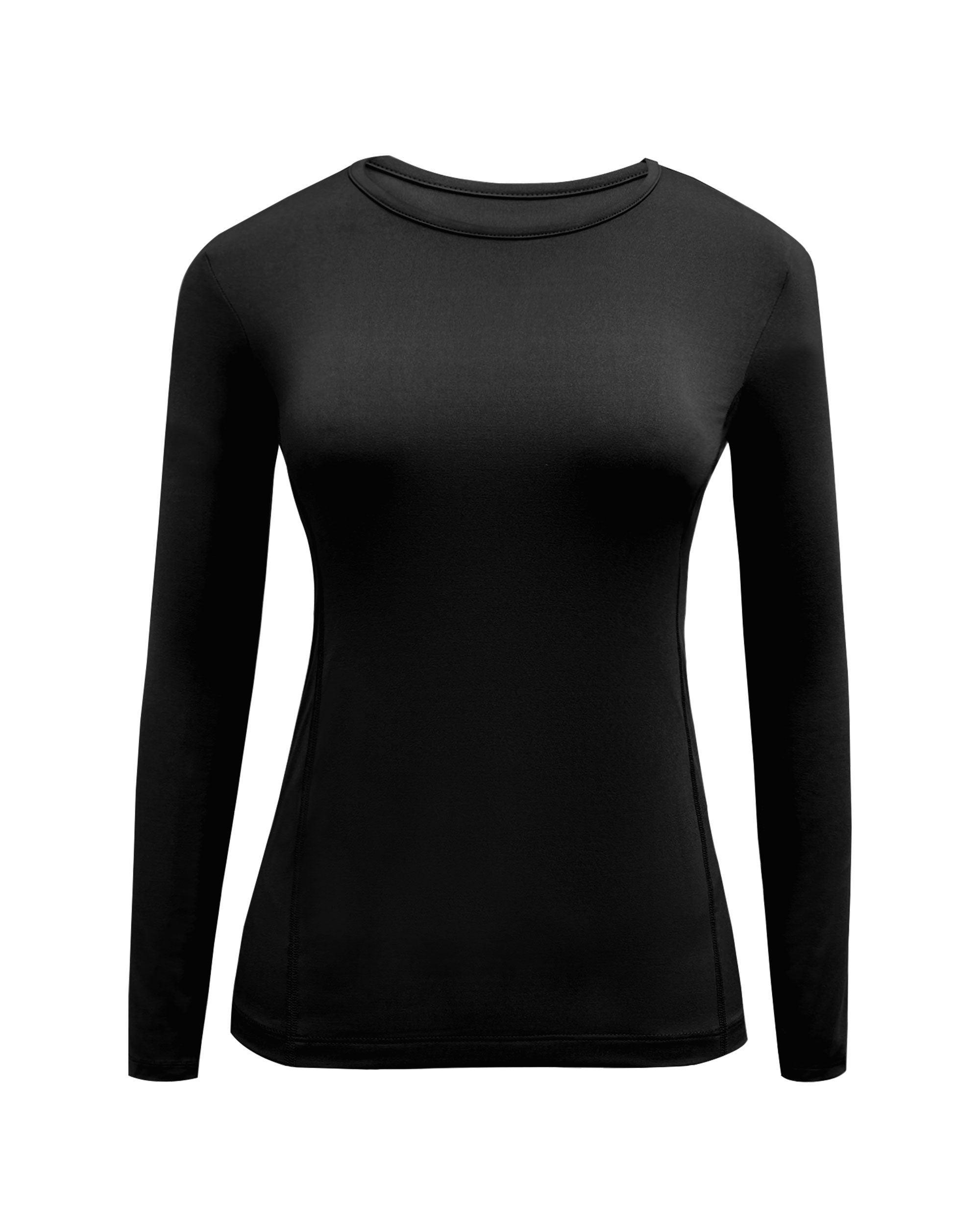 Black Long Sleeve Crew Neck Workout Shirt