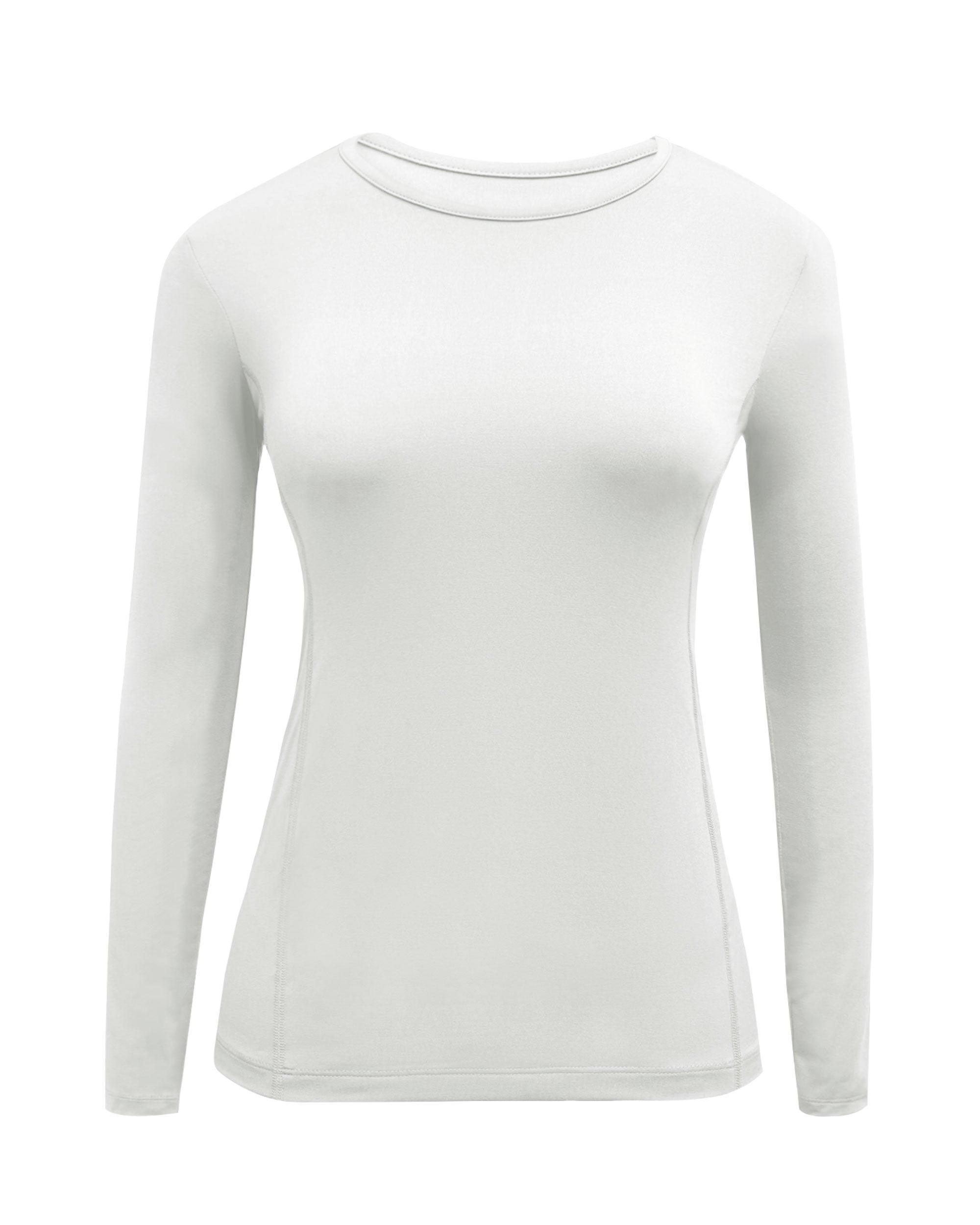 White Long Sleeve Crew Neck Workout Shirt