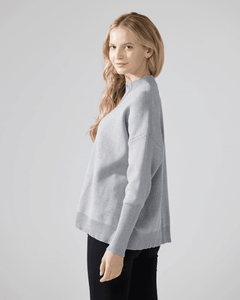 Mock Neck Balloon Sleeve Sweater - H.Grey - noflik