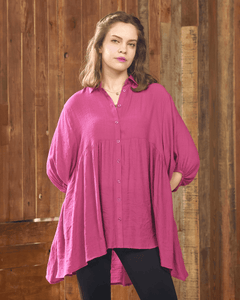 Oversized Babydoll Tunic Shirt - Plum - noflik