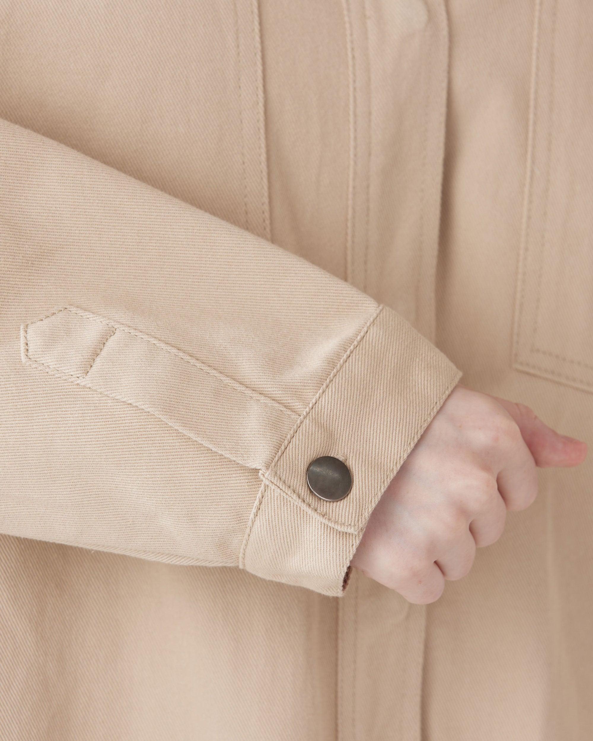 Cream oversized twill shirt jacket