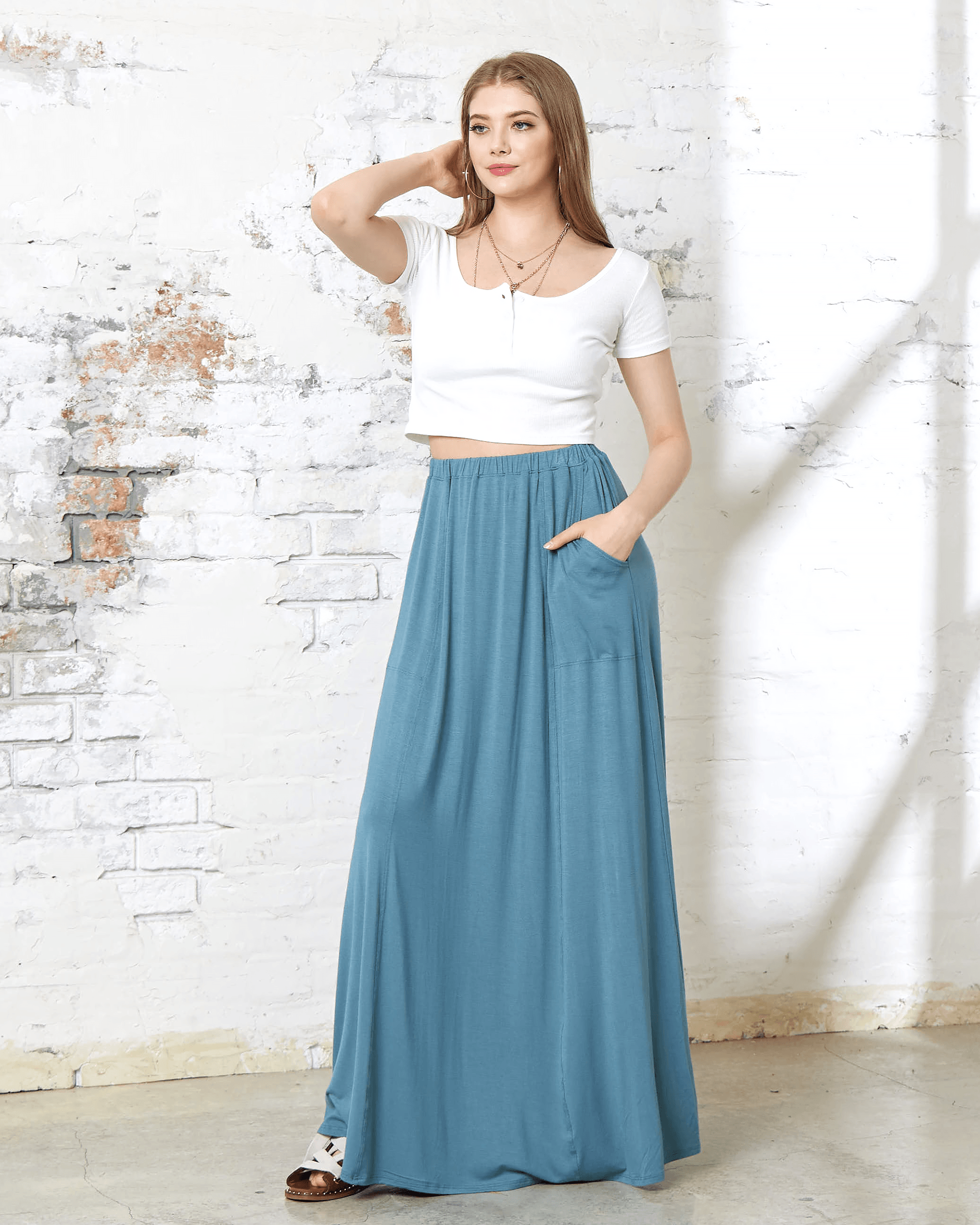 Vintage Blue Maxi Skirt - Soft & Lightweight