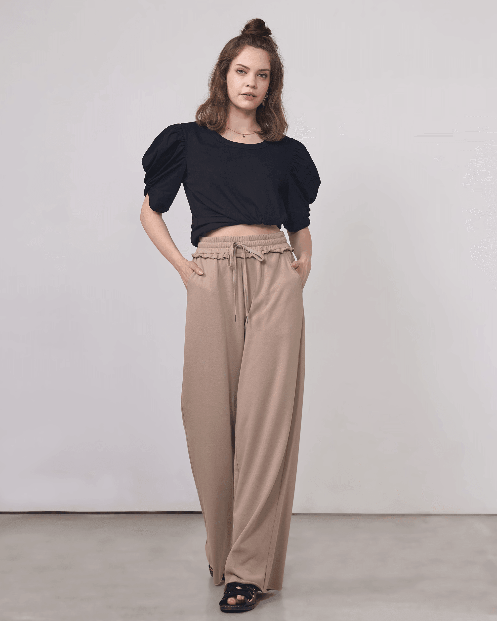 Ash Mocha Wide Leg Sweatpants